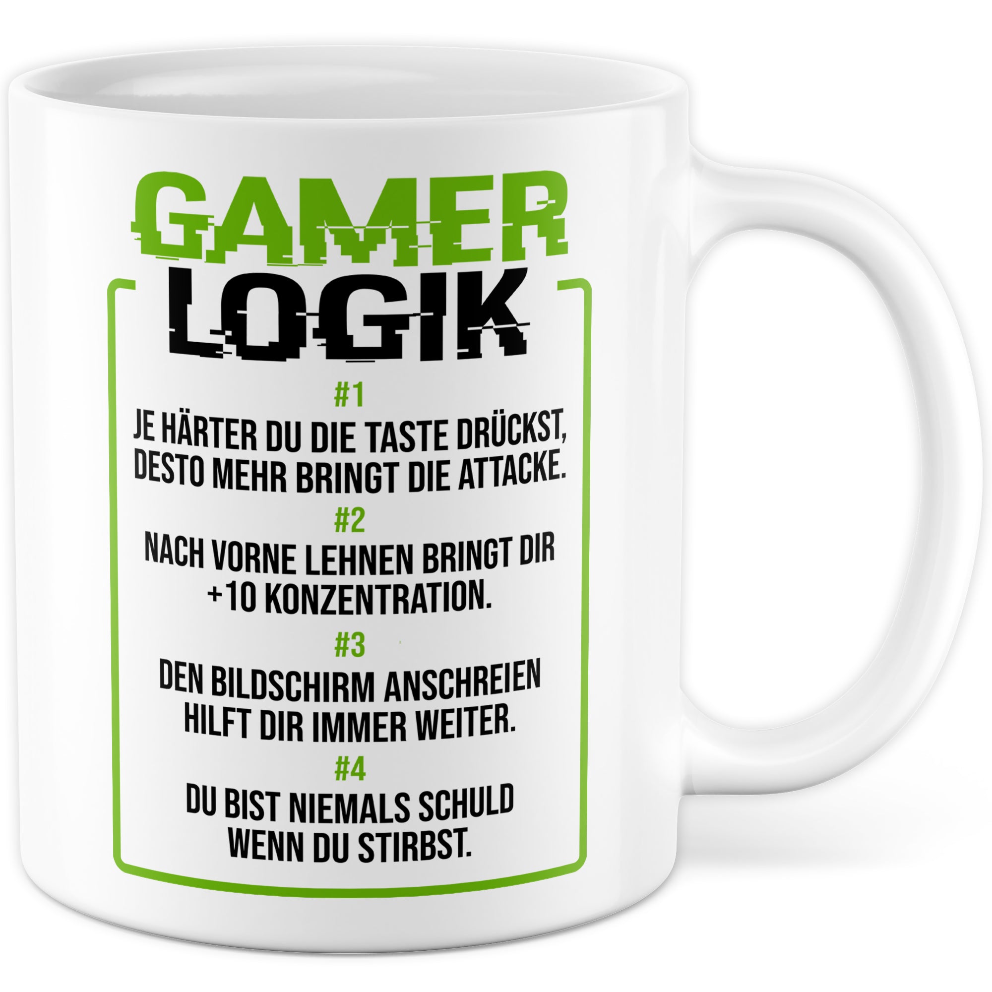 Geschenk Tasse Zocker, Gamer Logik Kaffeetasse für Computerspieler Kaffee-Becher Geschenkidee Teetasse mit Spurch lustig zocken Computer-Spiele Nerd Gaming