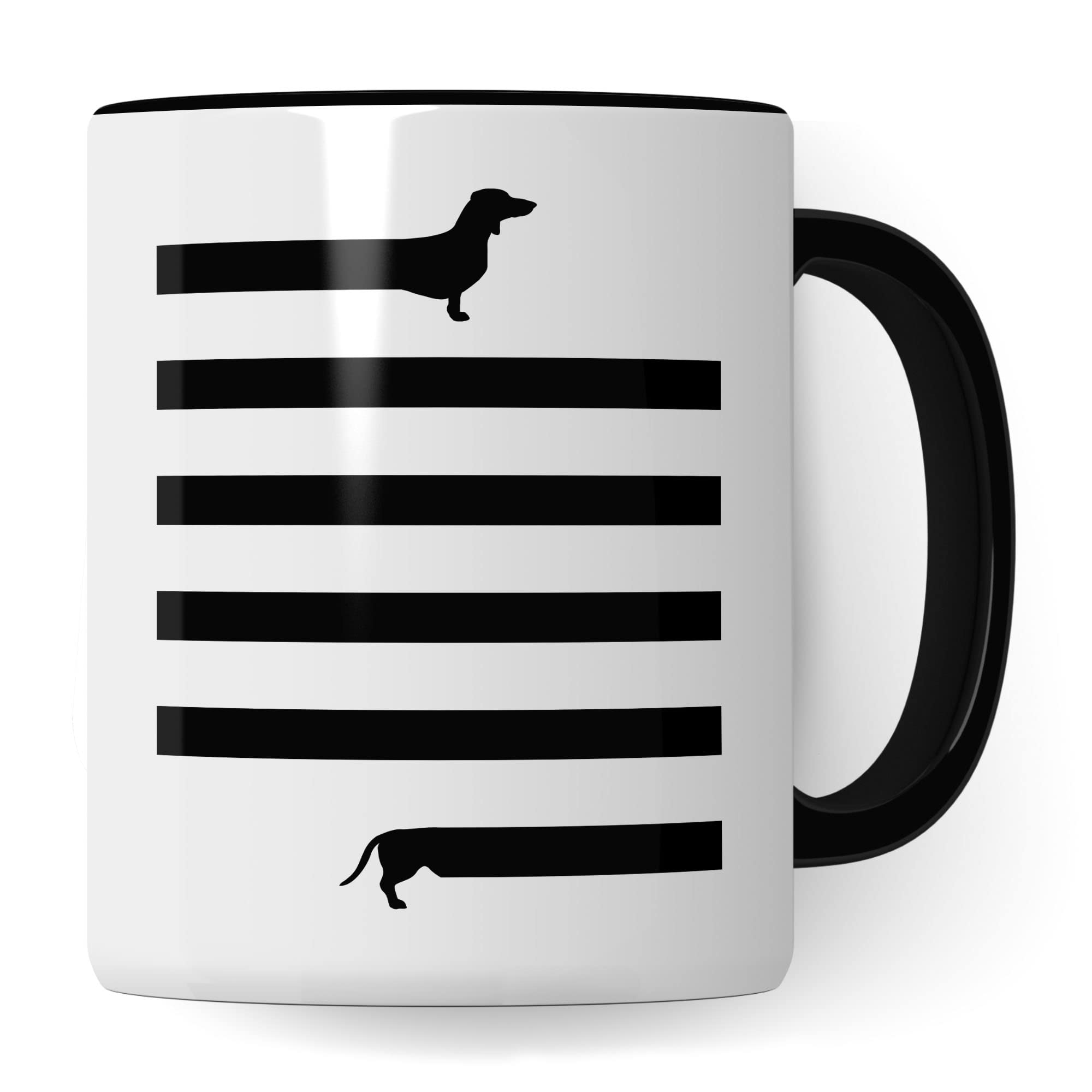 Dackel Tasse | Dackel Geschenke witzig Dachshund Motiv für Hundehalter Hundebesitzer | Becher Dackelmotiv Zeichnung Hundeliebhaber Hundeliebhaberin | Rauhaardackel Deko lustige Geschenkidee