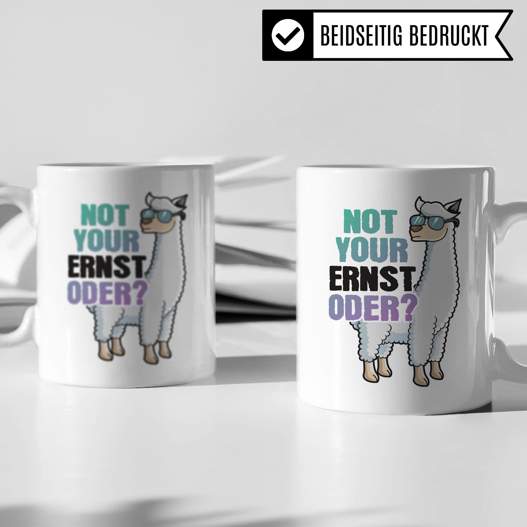 Tasse Alpaka-Motiv, Not your ernst oder? Spruch, Süßes Geschenk Alpakaliebhaber, süße Alpaka-Tasse Motiv Geschenkidee lustiger Spruch Beruf Freund Freundin Kollegen Kaffeetasse