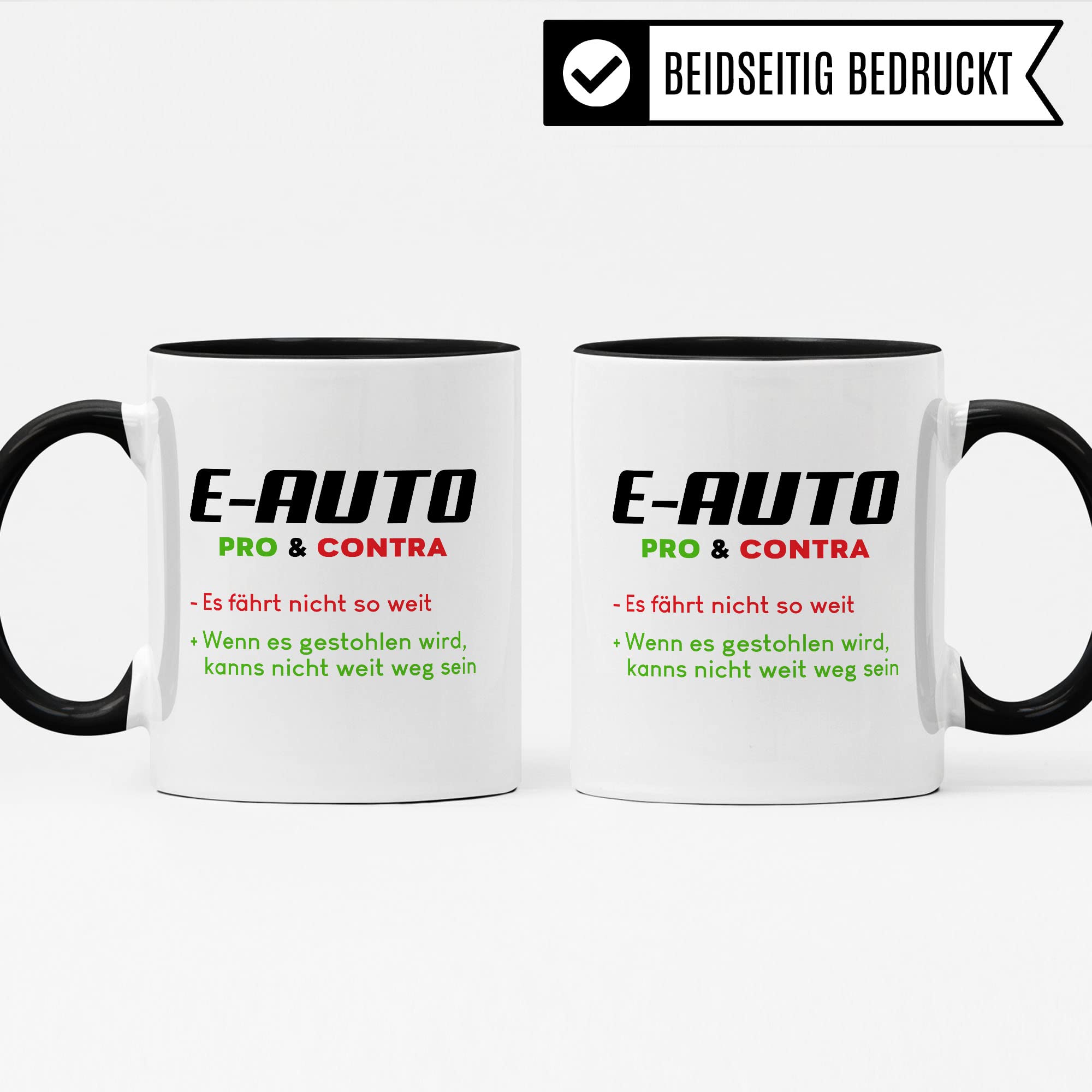 E-Auto Tasse Geschenkidee Kaffeetasse Humor Witz Geschenk für Elektroauto Fahrer Kaffeebecher Elektro Becher