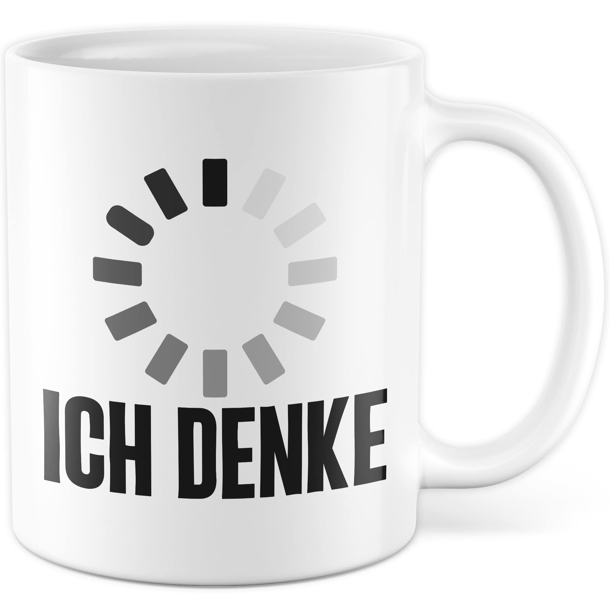 Tasse lustig Geschenk, Ich denke Geschenkidee Büro Witz Kaffee-Becher Kaffetasse Tasse mit Spruch lustig denken Humor Teetasse Witztasse Ladezeichen Motivtasse