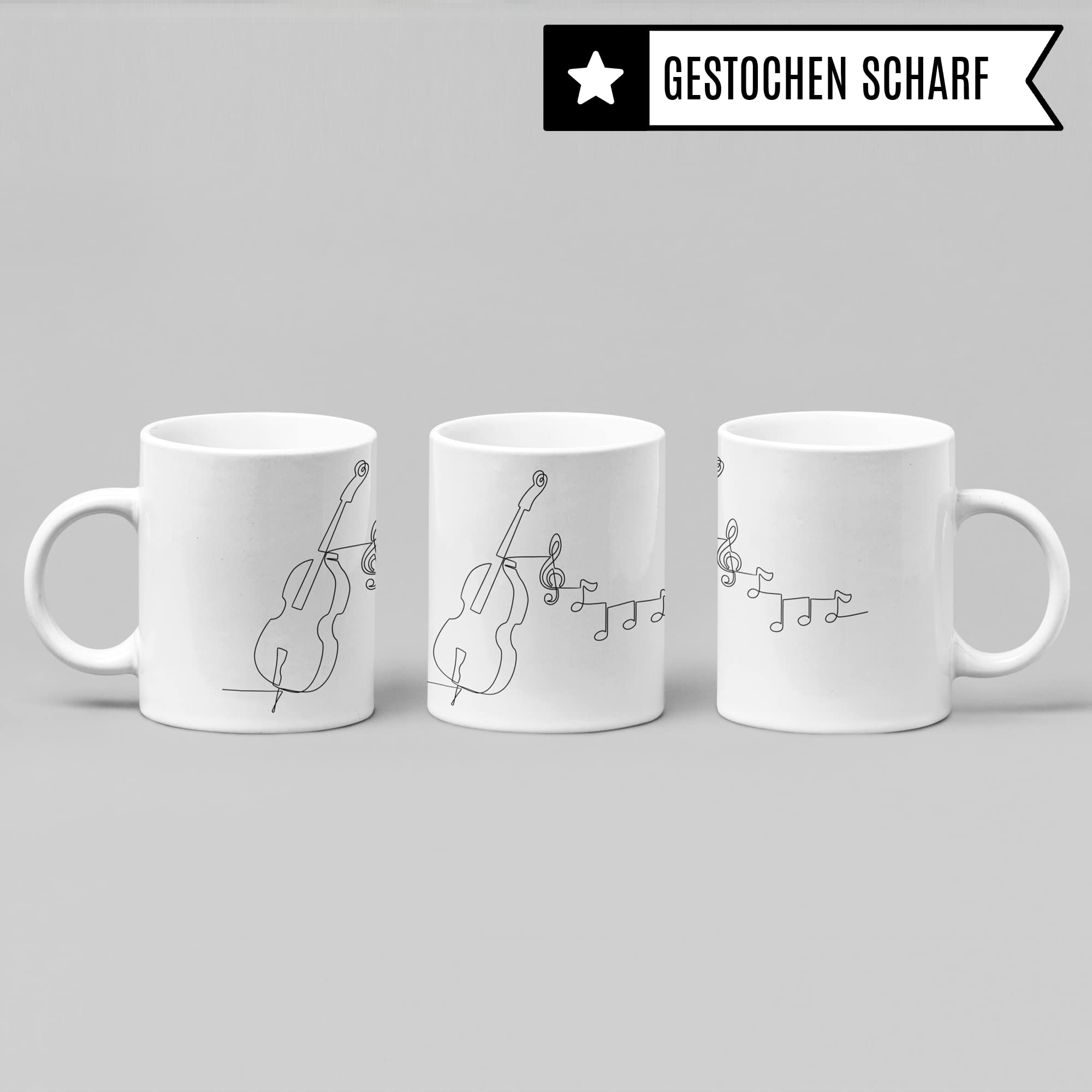 Kontrabass Tasse - Musik Geschenk für Kontrabassist - Kaffeetasse Basss Bassist Musiker Kontrabassspieler - Instrument Geschenkideen Kontrabassisten Zeichnung Design Kaffee-Becher