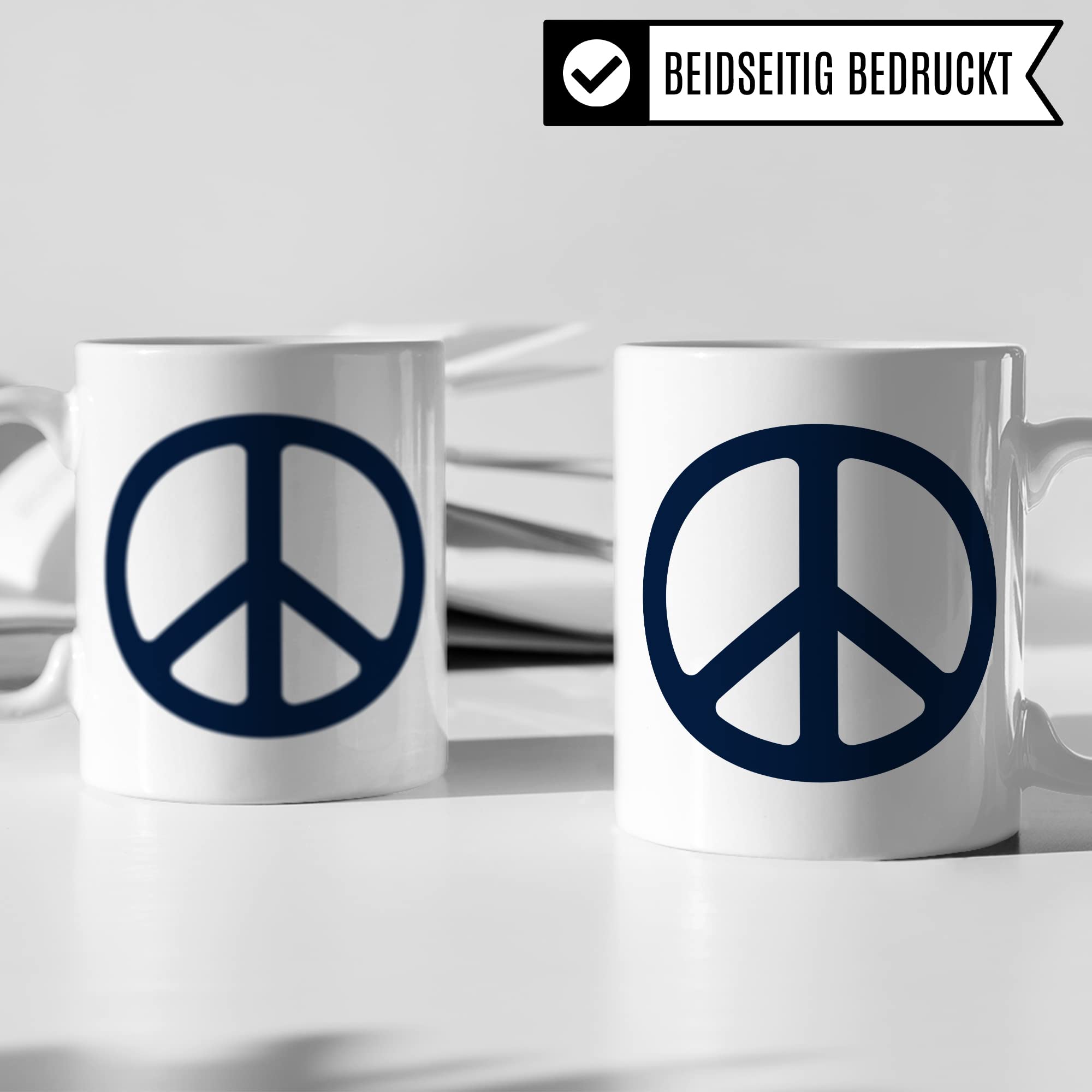 Tasse Peace Zeichen, Geschenk Frieden Geschenkidee Peace-Sign, in Deutschland handveredelter Friedenszeichen Kaffee-Becher