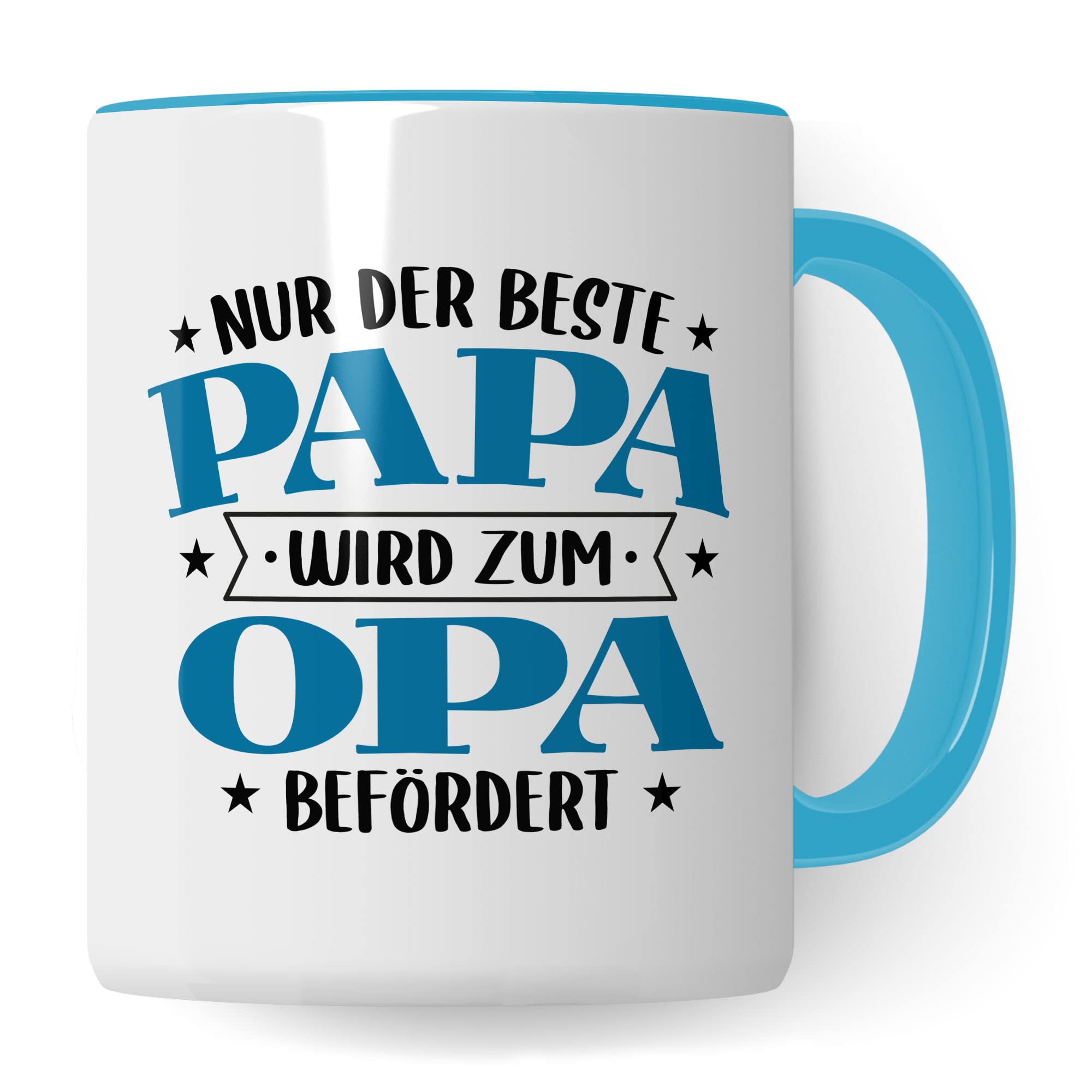 Tasse Opa, Nur der beste Papa wird zum Opa befördert Kaffeetasse mit Spruch lustig Kaffee-Becher Vater Geschenk Geschenkidee Großvater Geburt Teetasse