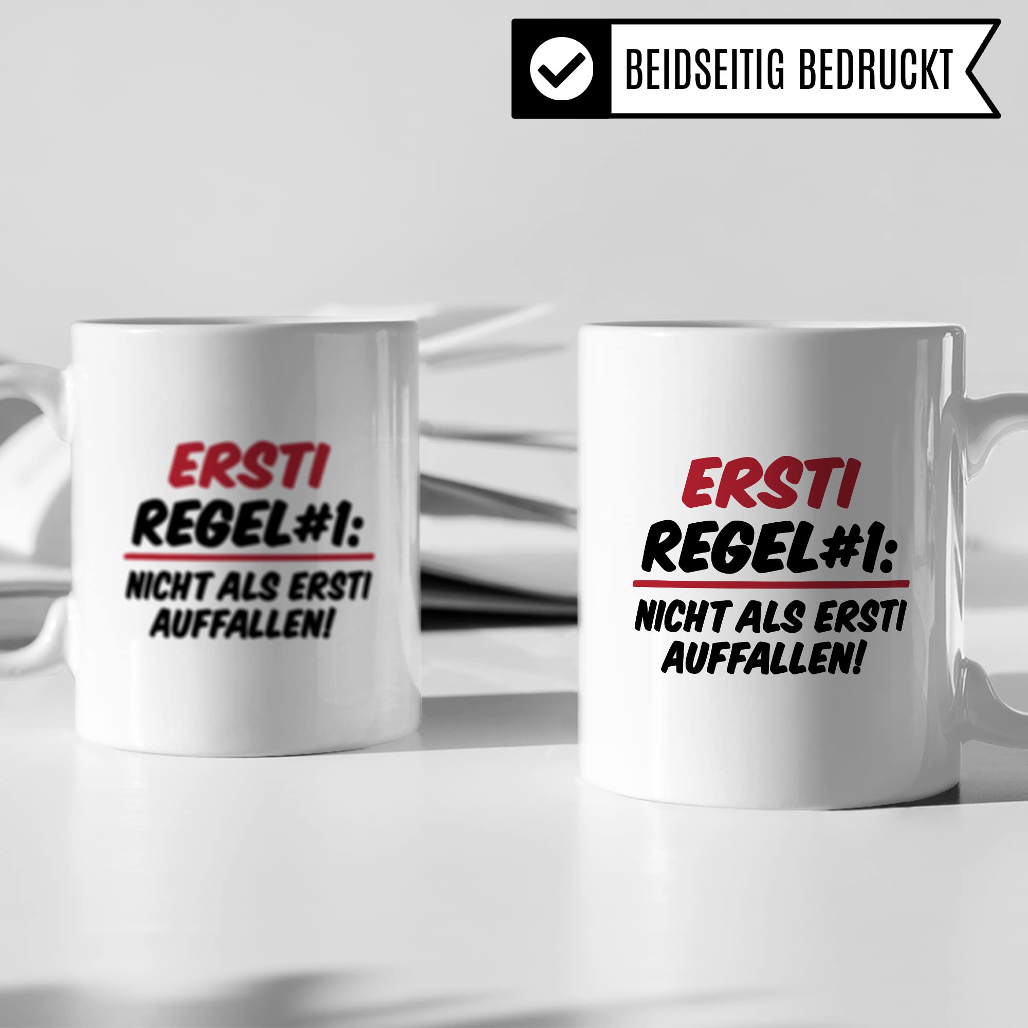 Ersti Tasse lustig Student Kaffeetasse Witz Studentin Kaffee-Becher Humor erstes Semester Geschenk Studienbeginn Geschenkidee Erstsemester Regel Nr 1 Regeln Verhaltensregeln