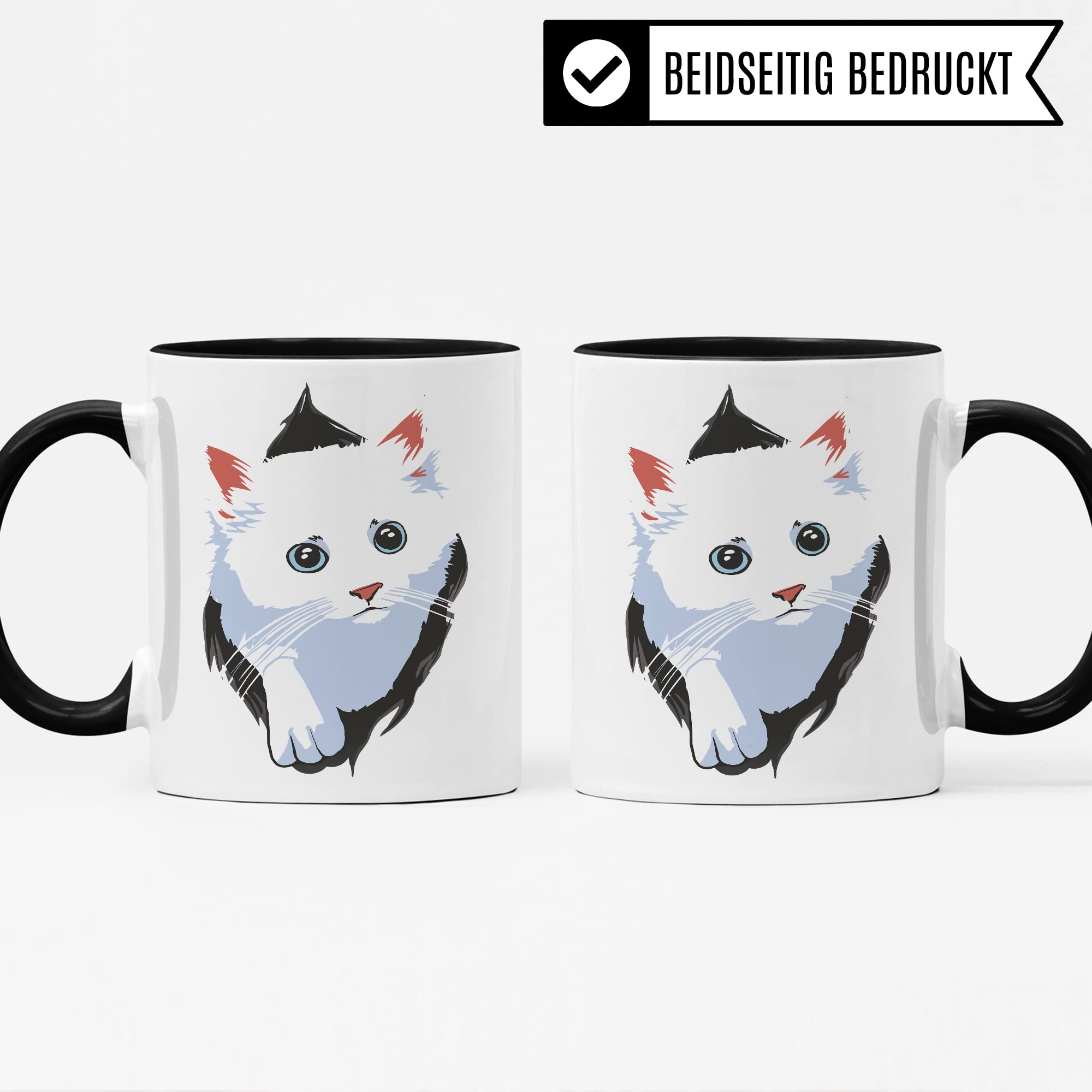 Tasse Katzen-Motiv, Geschenk Katzenliebhaber, süße Katzen-Tasse Motiv, Geschenk Kollegen Freund Freundin, lustige Katze Kater Katzenfreund Büro-Tasse