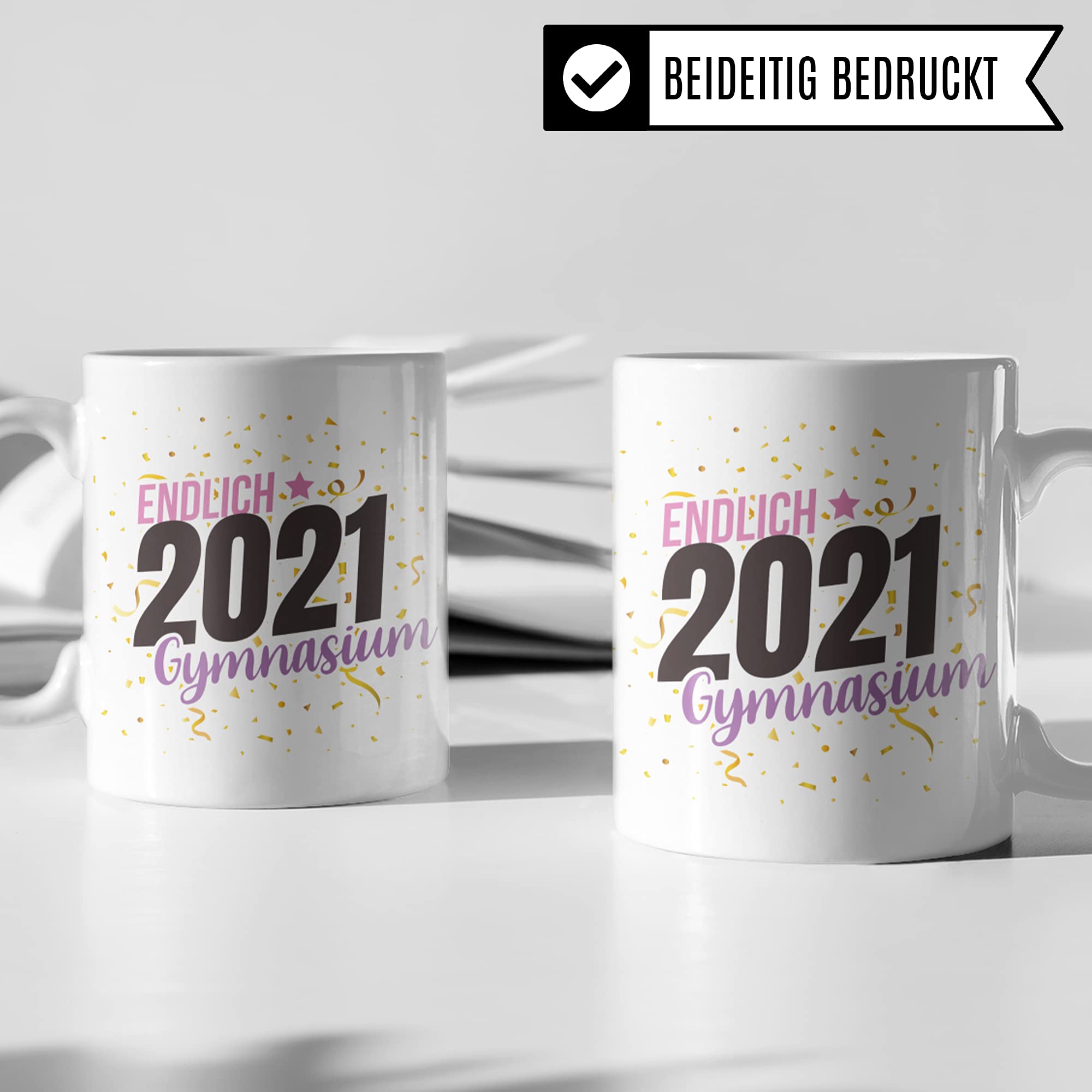 Tasse Gymnasium 5. Klasse, Geschenk Schulwechsel Übergang, Geschenkidee Übertritt Gymnasiastin, Kakaobecher Schule Schülerin Mädchen Gymi Becher