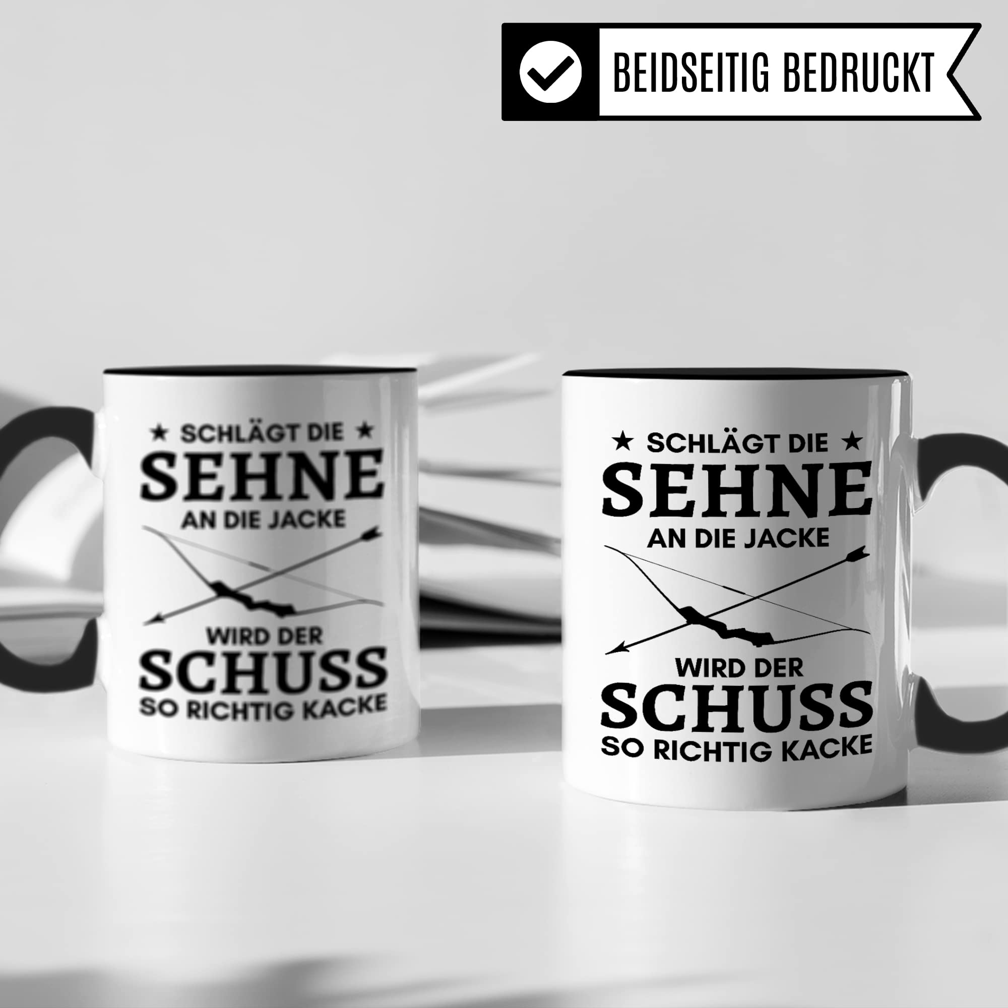 Bogenschießen Tasse, Bogensport Geschenk lustig Motiv, Pfeil und Bogen Geschenkidee Pfeilbogen Kaffeebecher Teetasse, Sportschütze Kaffeebecher