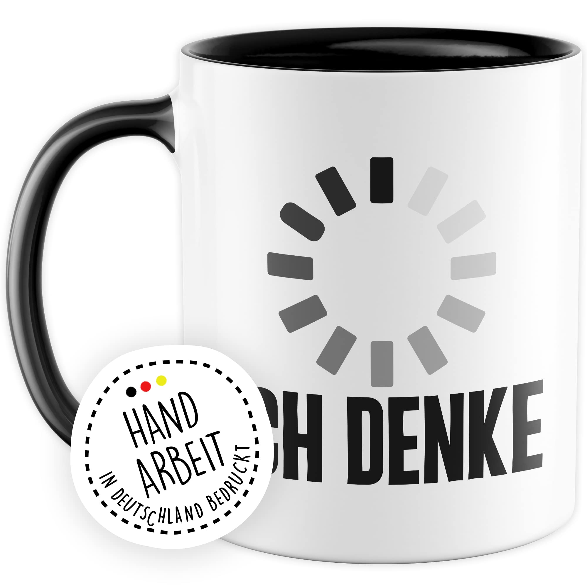 Tasse lustig Geschenk, Ich denke Geschenkidee Büro Witz Kaffee-Becher Kaffetasse Tasse mit Spruch lustig denken Humor Teetasse Witztasse Ladezeichen Motivtasse