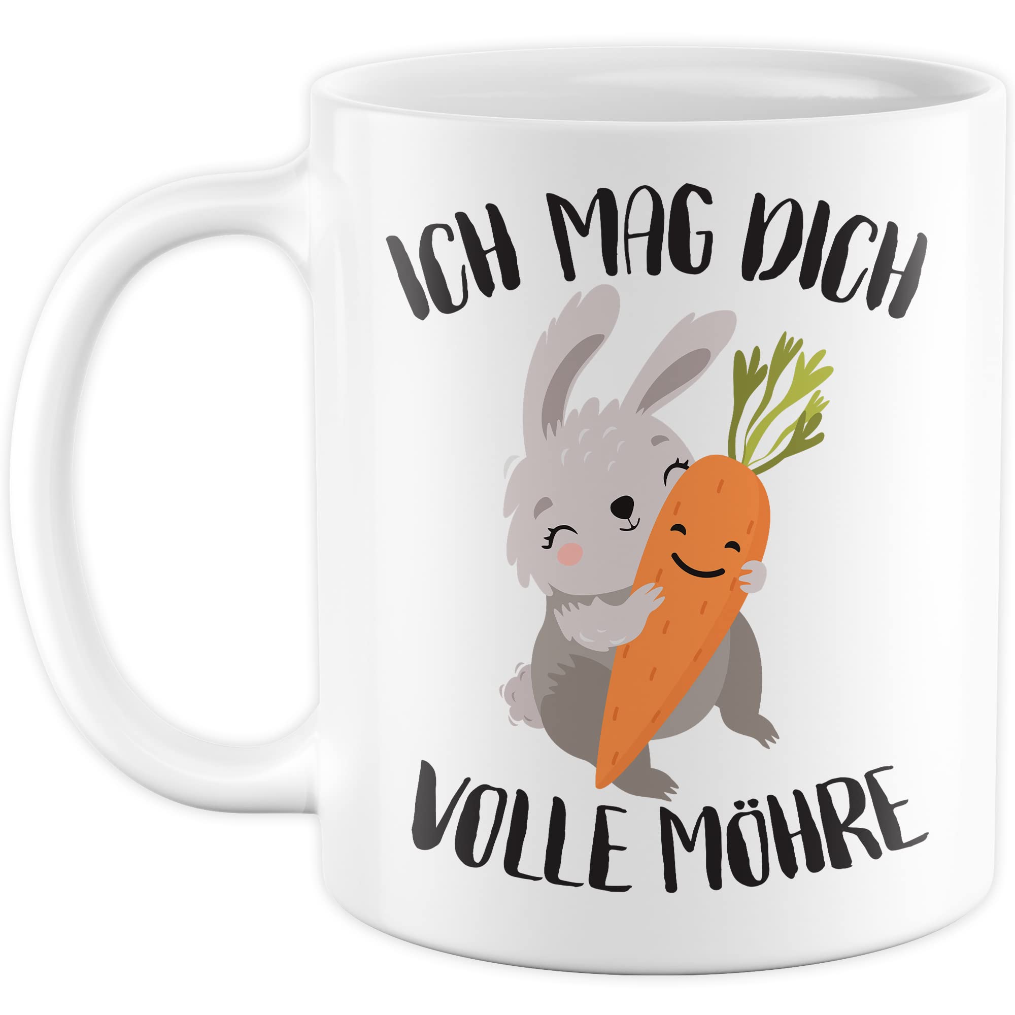 Süße Tasse Liebe Kaffeetasse Für Partner Geschenk Freundin Geschenkidee Freund Kaffee-Becher Mag dich volle Möhre Spruch Motiv süß Hase