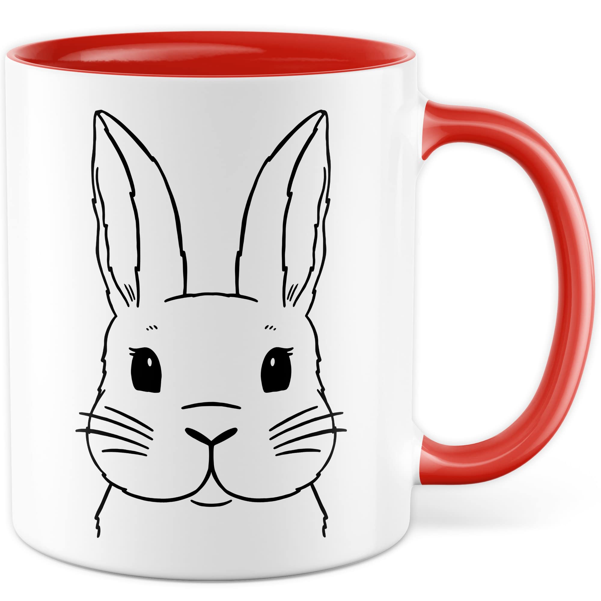 Kaninchen Tasse Hasen Bild süße Kaffeetasse mit Tier Motiv Karnickel Kaffee-Becher Häschen Humor Geschenk Spruch Teetasse Haustier Hase Langohr Halter cute Kaninchen Zeichnung