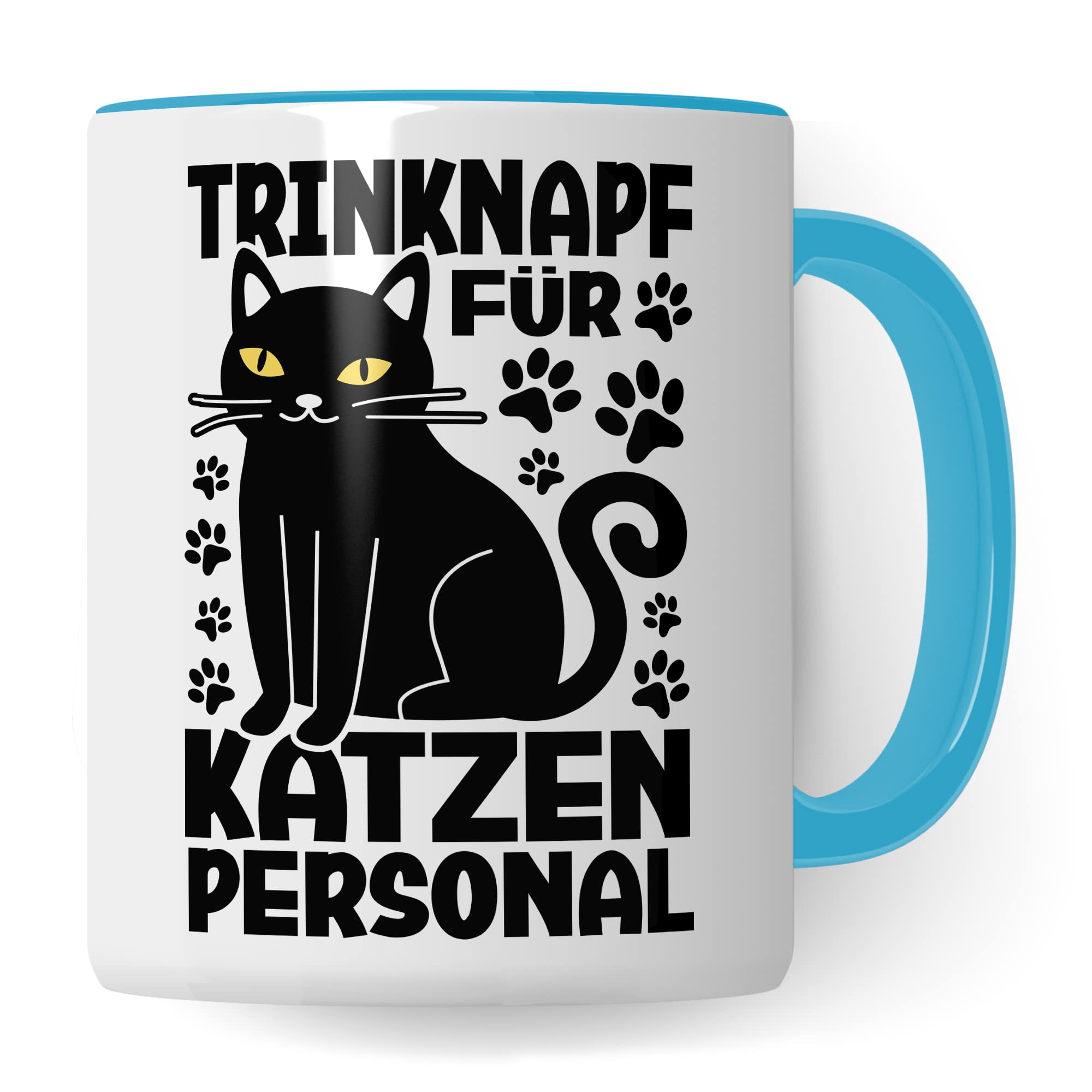 Katzen Tasse Kaffeetasse Humor Kaffee-Becher mit Spruch Katze Witz Katzenmama Trinknapf für Katzenpersonal Trinknapf Geschenk Geschenkidee für Katzenliebhaber Katzentasse Tasse fürs Büro