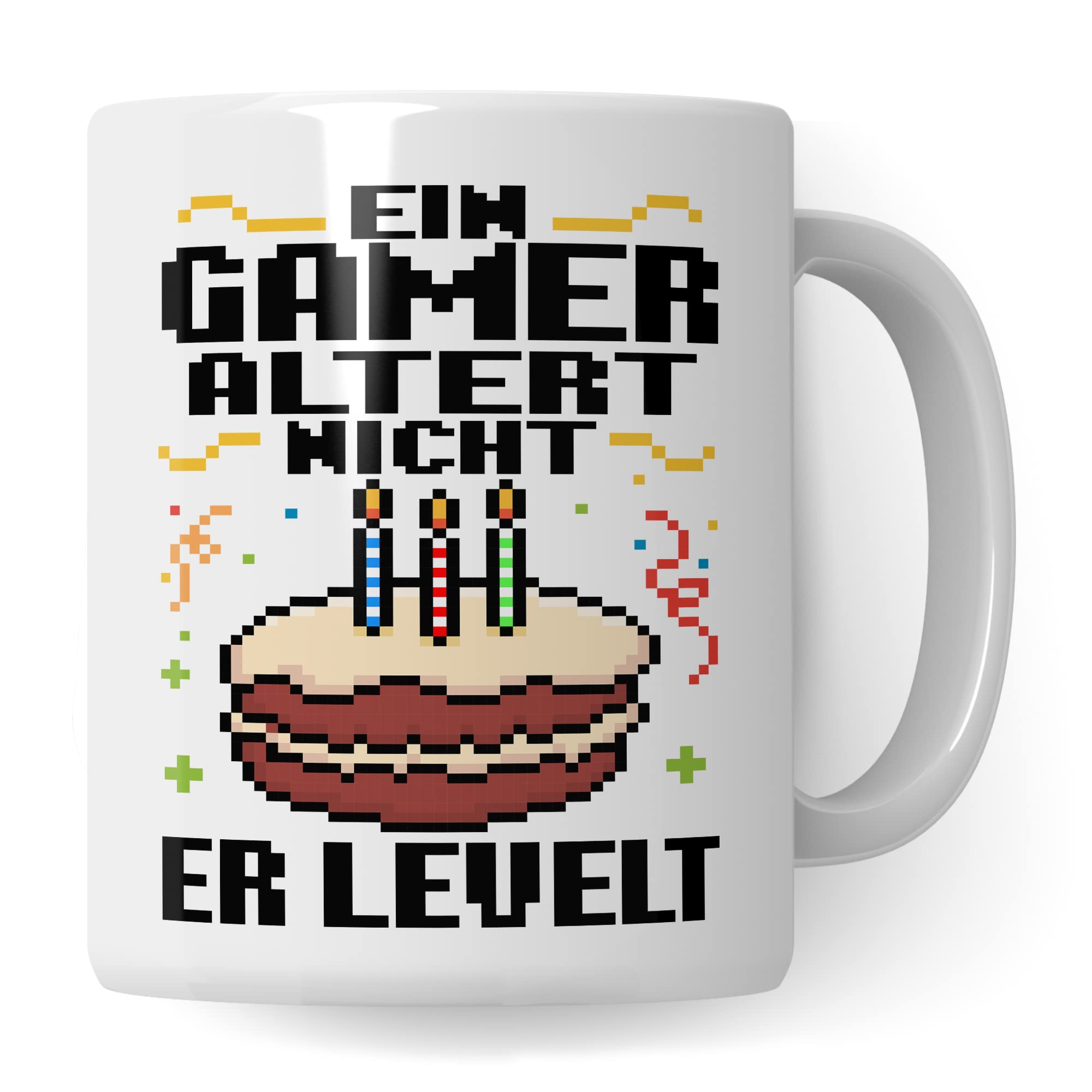 Gamer Tasse, Ein Gamer altert nicht - Er levelt Geschenkidee für Computerspieler, Gaming-Fans und Zocker Geschenk Kaffee-Becher Nerd Gaming Kaffeetasse mit Spruch lustig