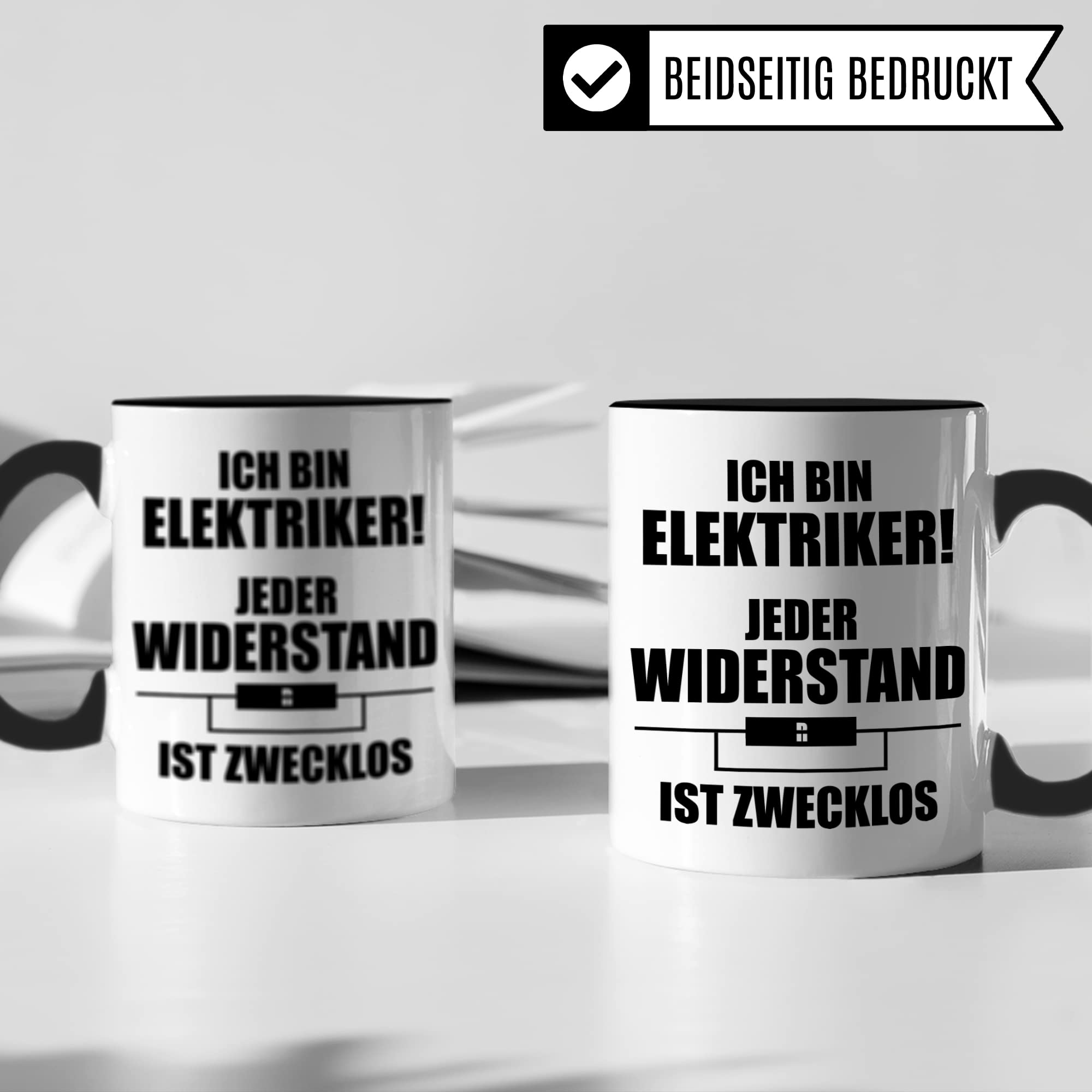 Elektriker Tasse mit Spruch lustig, Elektrikerin Kaffeetasse, Kaffeetasse Humor Witz Geschenk für Elektroinstallateur, Kaffeebecher für Männer Frauen, Ironie Teetasse Wortwitz