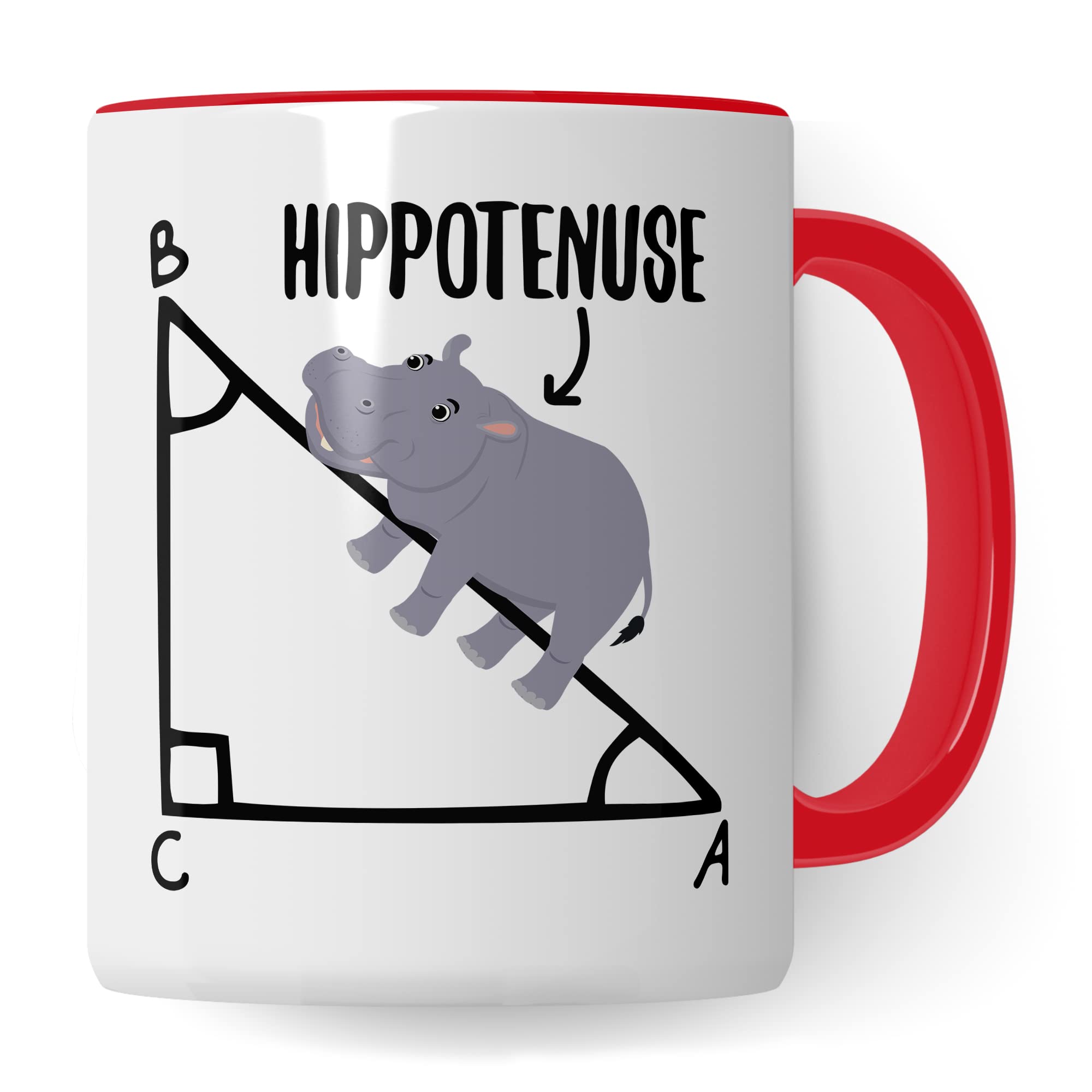 Mathe Tasse Mathematiker Kaffeetasse Hippothenuse lustig Kaffee-Becher Mathe-Lehrer Geschenkidee Sarkasmus Mathematik Mathematikstudent Geschenk Kollegium Lehrerzimmer Pythagoras Nilpferd Flusspferd