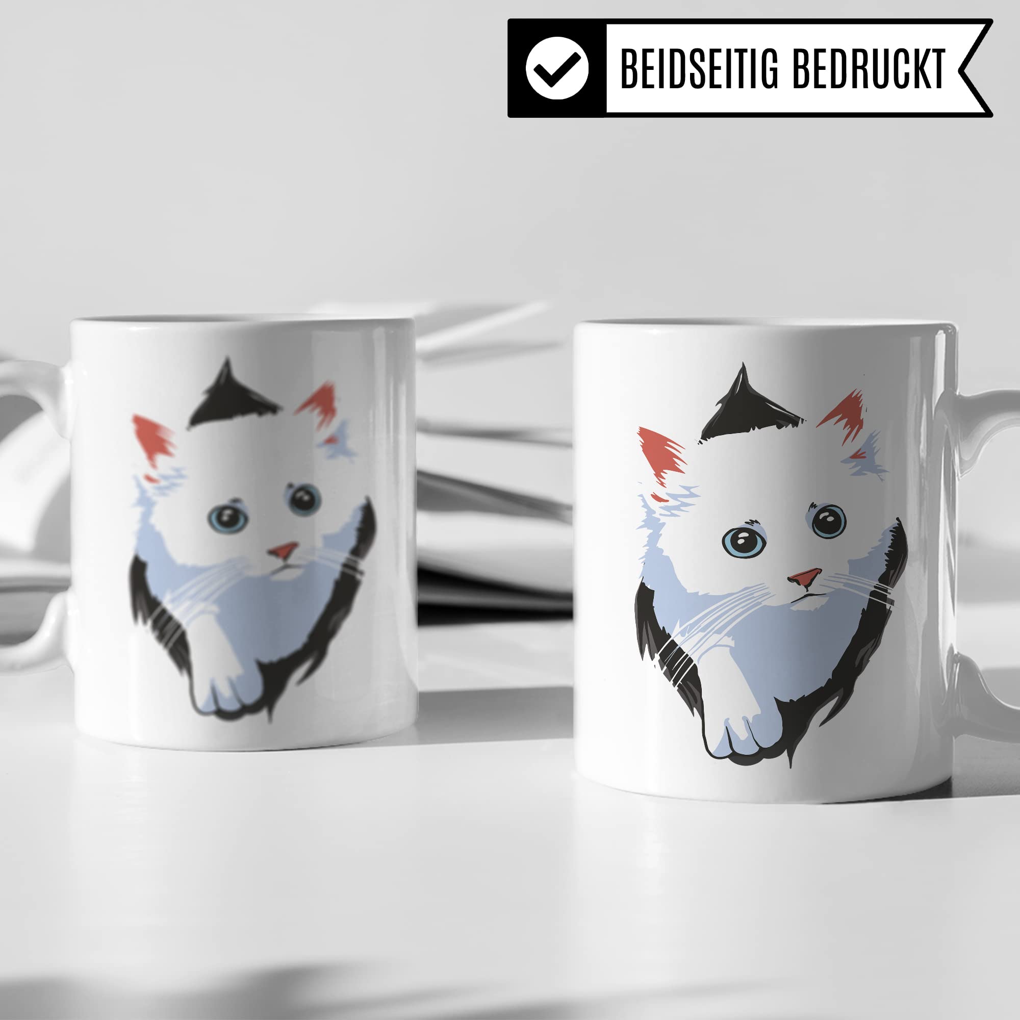 Tasse Katzen-Motiv, Geschenk Katzenliebhaber, süße Katzen-Tasse Motiv, Geschenk Kollegen Freund Freundin, lustige Katze Kater Katzenfreund Büro-Tasse