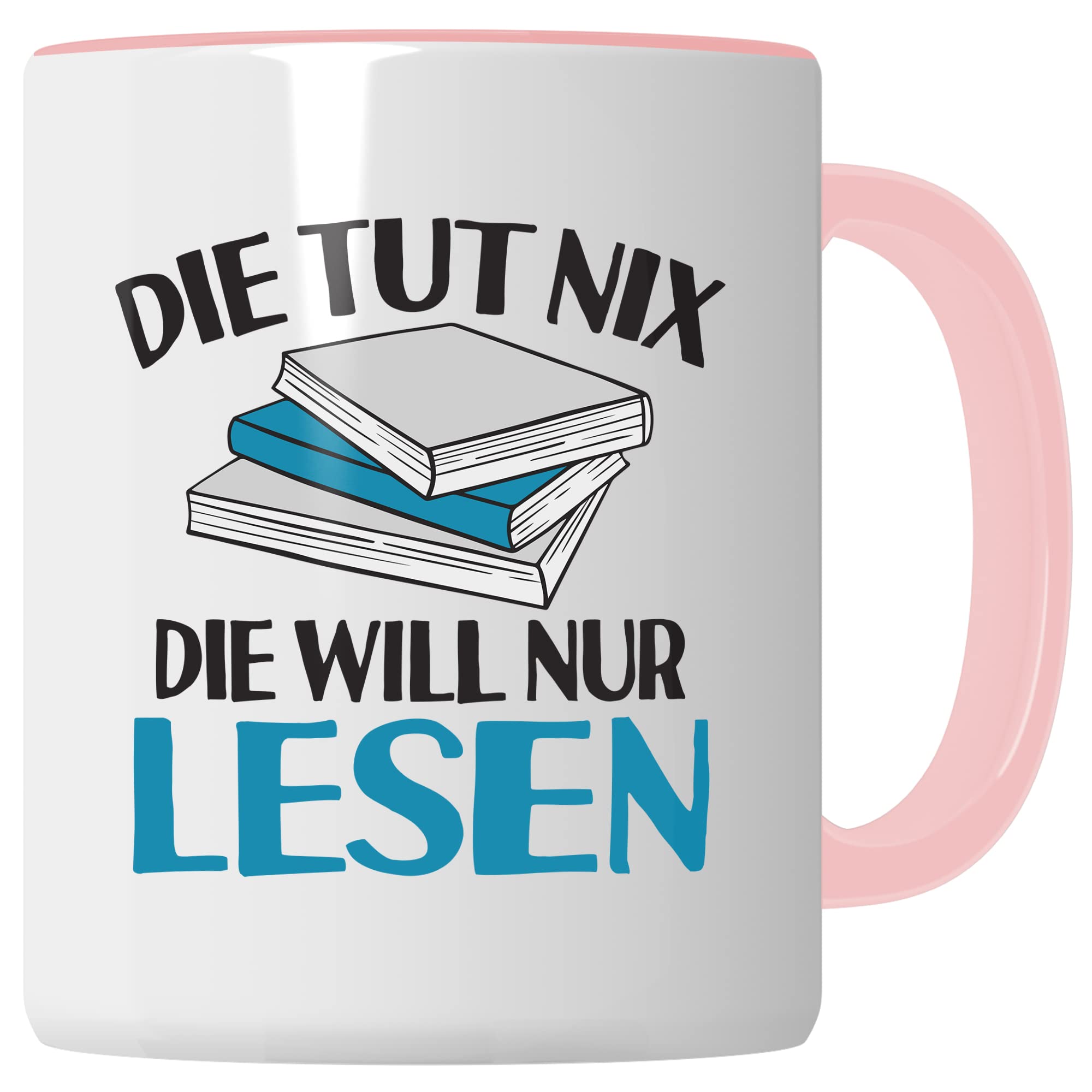 Lesen Tasse lustig Kaffeetasse mit Spruch Bücherwurm Geschenkidee Humor Kaffee-Becher Leseratte Geschenk Die tut nix Die will nur lesen Freundin Kollegin Buch Fan Geschenkartikel lustig Teetasse