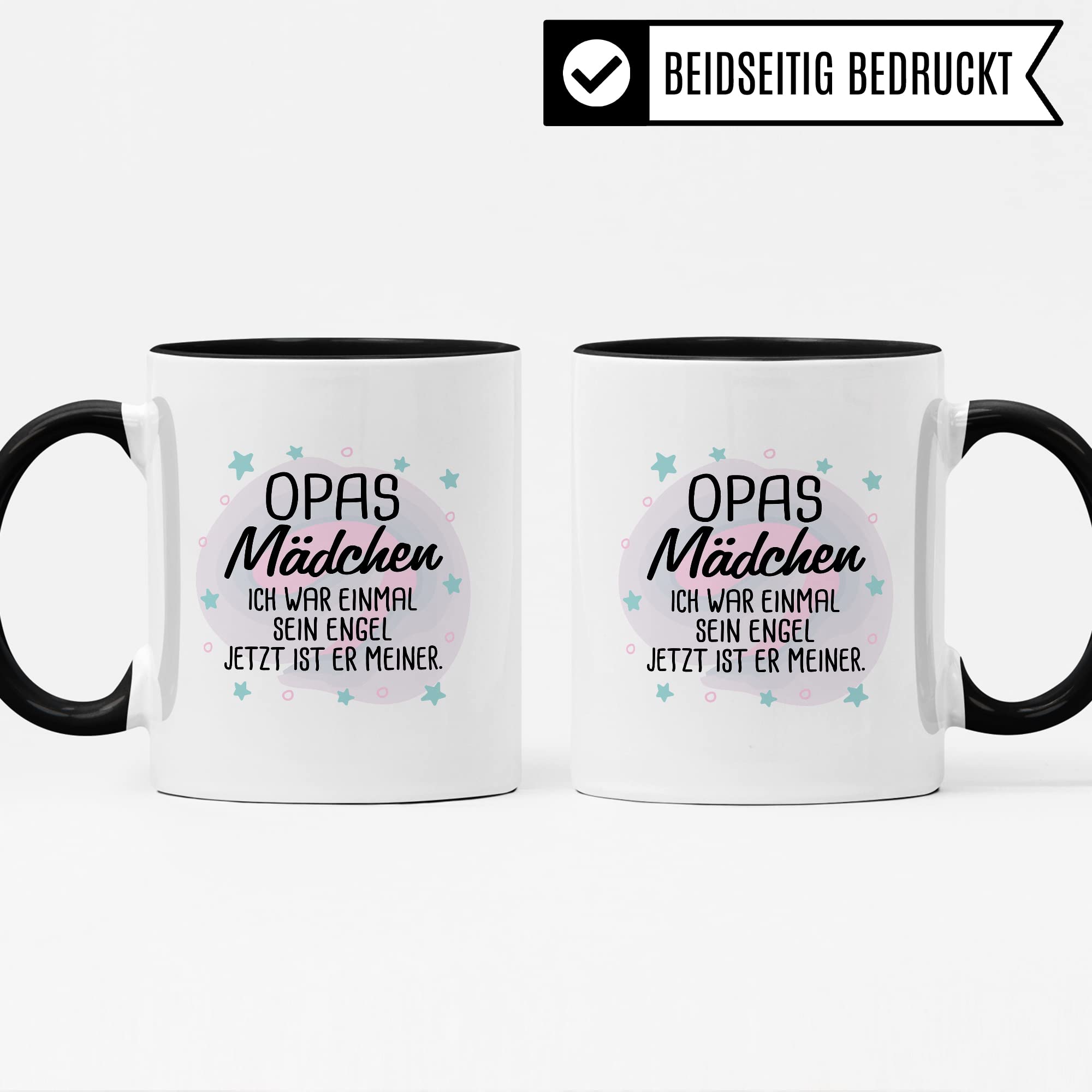 Tasse Opas Mädchen Geschenk, Opas Mädchen - Ich war einmal sein Engel - Jetzt ist er meiner Geschenkidee Enkelin Tod Großvater Trauer Kaffeetasse mit Spruch Kaffee-Becher