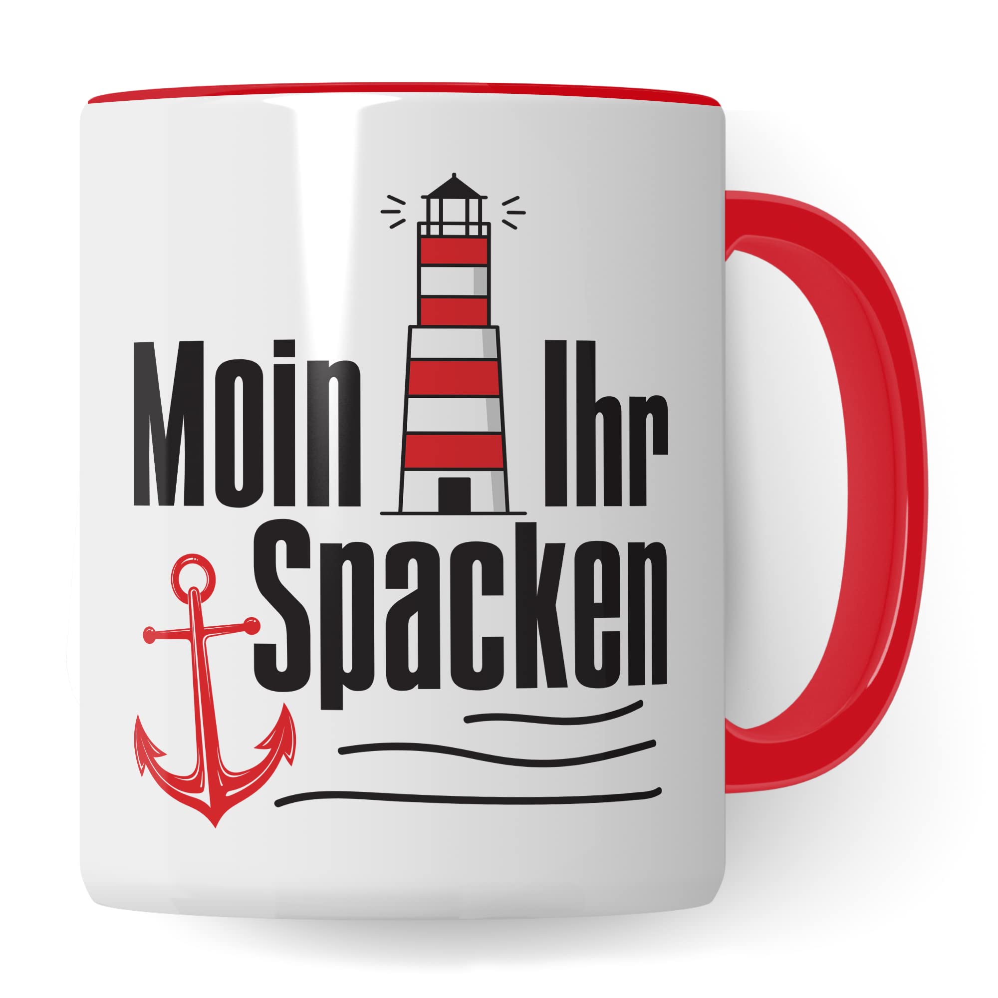 Moin ihr Spacken Tasse Kaffee-Tasse Geschenkidee für Norddeutsche Norddeutschland Meer Nordsee Ostsee Kaffeebecher