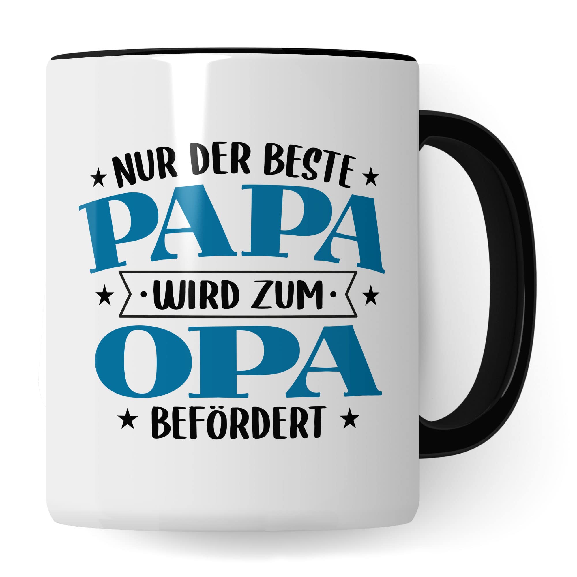 Tasse Opa, Nur der beste Papa wird zum Opa befördert Kaffeetasse mit Spruch lustig Kaffee-Becher Vater Geschenk Geschenkidee Großvater Geburt Teetasse