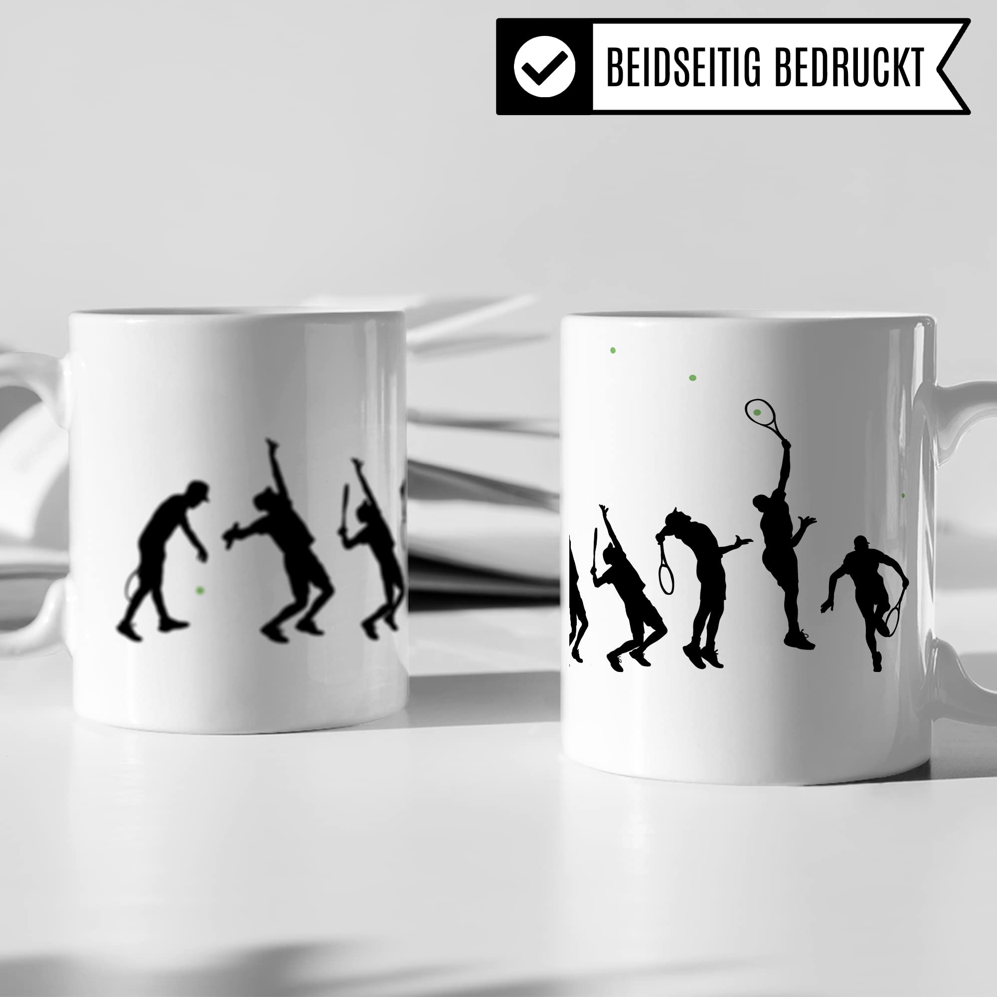 Tasse Tennis-Evolution, Geschenk Tennisspieler Tennis-Spielerin Bild, Geschenkidee Tennisprofi Tennisliebhaber Spielpartner Kollegen, Kaffeetasse Kaffebecher