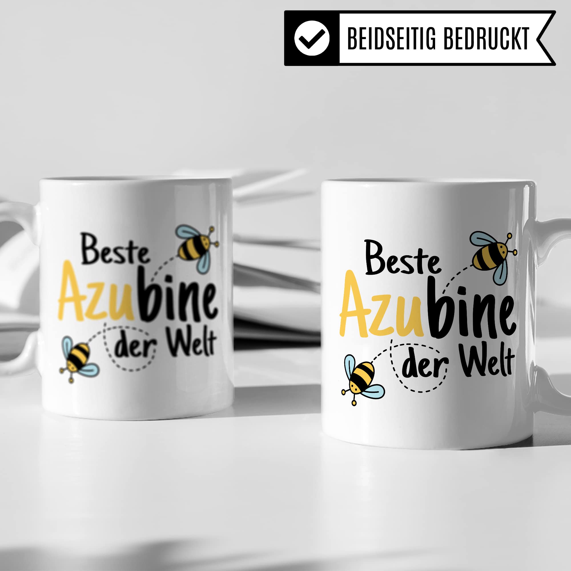 Tasse Azubine Kaffeetassen Azubi Ausbildung Kaffee-Becher Lehrling Ausbildung Beste Azubine der Welt Spruch Becher Geschenkidee Azubine-Geschenk Auszubildende Auszubildender Biene