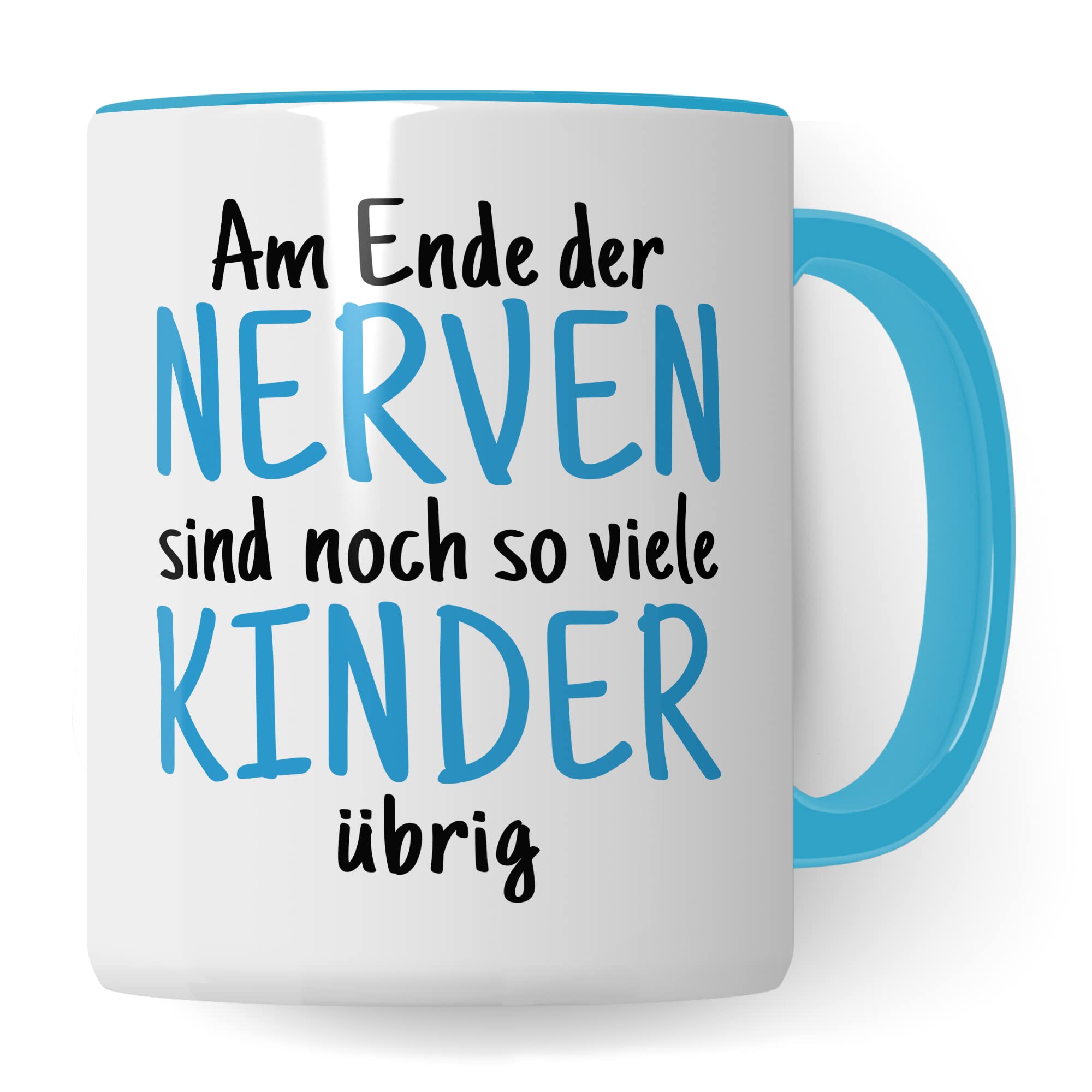 Tasse Eltern Geschenk, Am Ende der Nerven sind noch so viele Kinder über Geschenkidee Kaffeetasse Kaffee-Becher Tasse mit Spruch lustig Witztasse Mama Papa