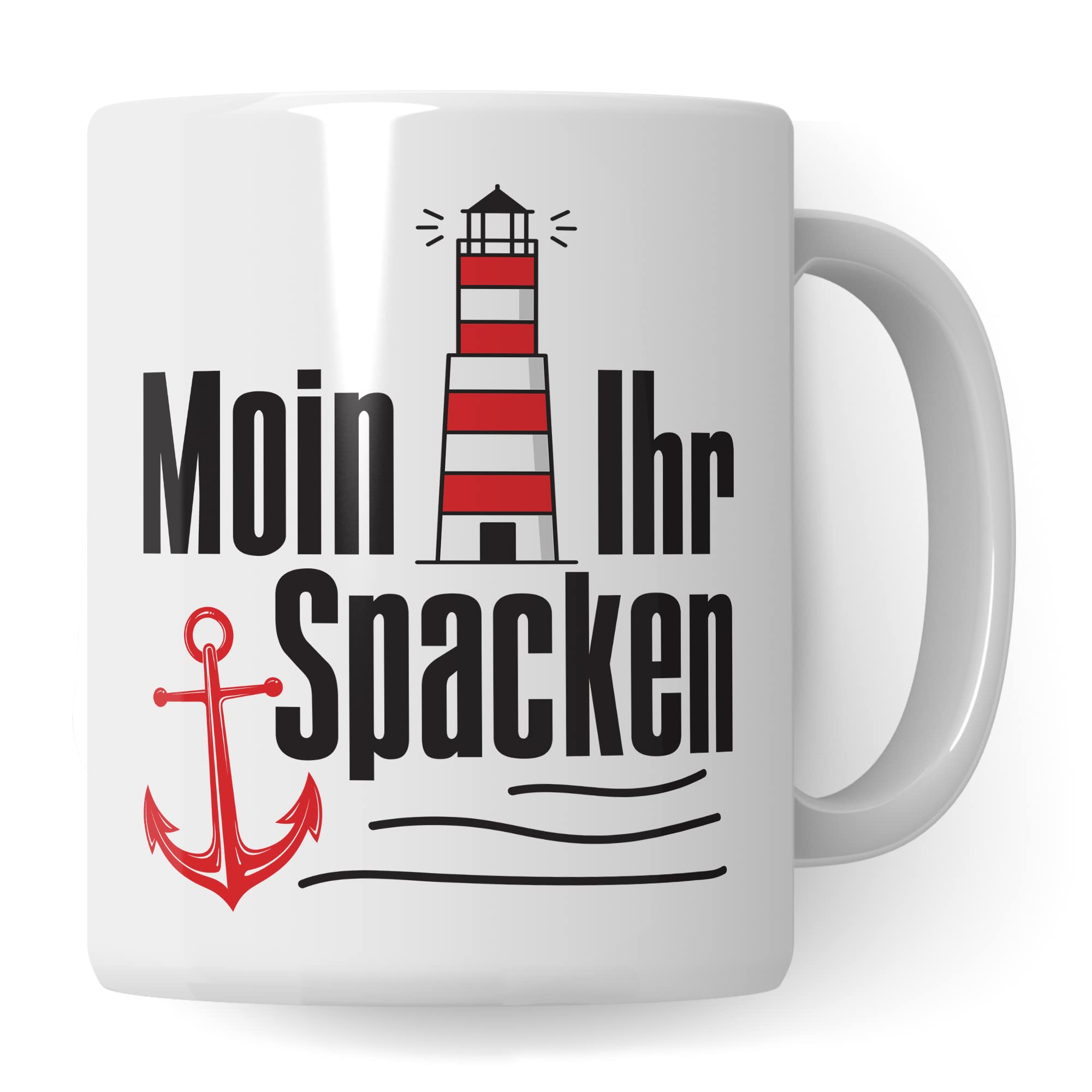 Moin ihr Spacken Tasse Kaffee-Tasse Geschenkidee für Norddeutsche Norddeutschland Meer Nordsee Ostsee Kaffeebecher