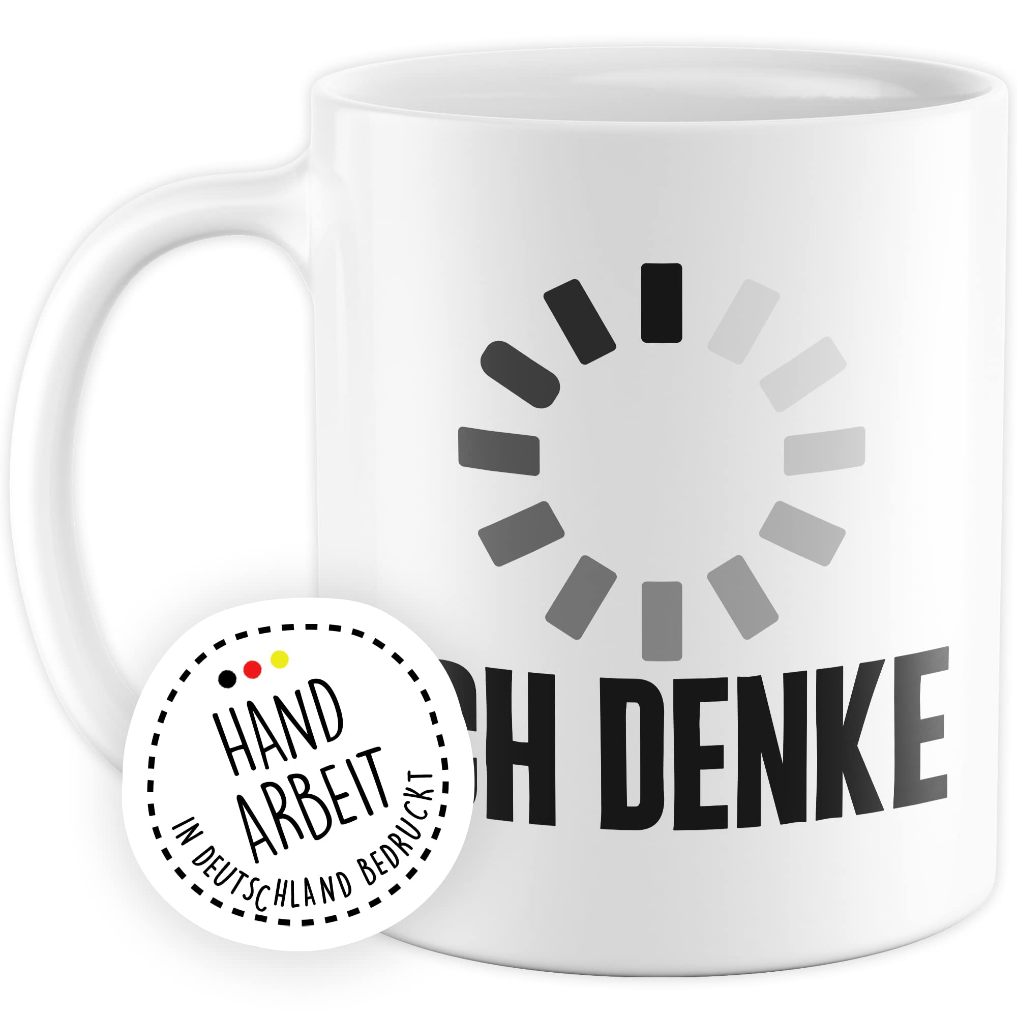 Tasse lustig Geschenk, Ich denke Geschenkidee Büro Witz Kaffee-Becher Kaffetasse Tasse mit Spruch lustig denken Humor Teetasse Witztasse Ladezeichen Motivtasse