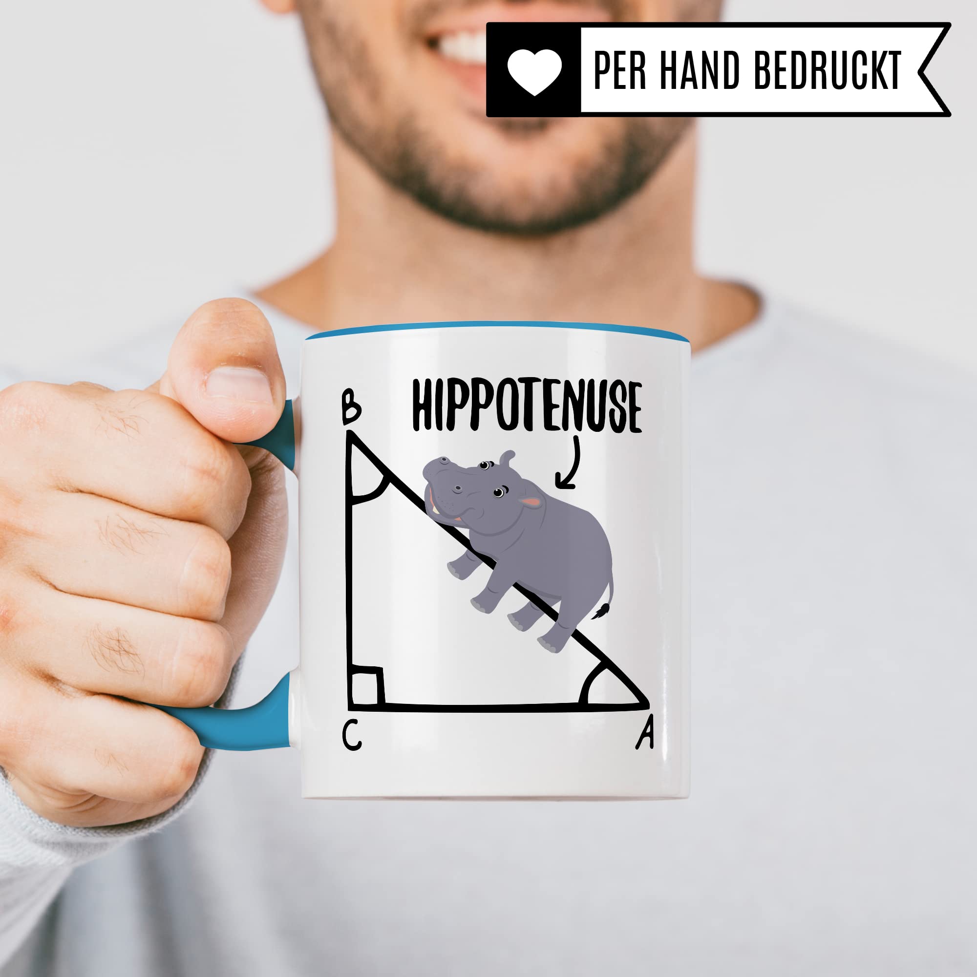 Mathe Tasse Mathematiker Kaffeetasse Hippothenuse lustig Kaffee-Becher Mathe-Lehrer Geschenkidee Sarkasmus Mathematik Mathematikstudent Geschenk Kollegium Lehrerzimmer Pythagoras Nilpferd Flusspferd