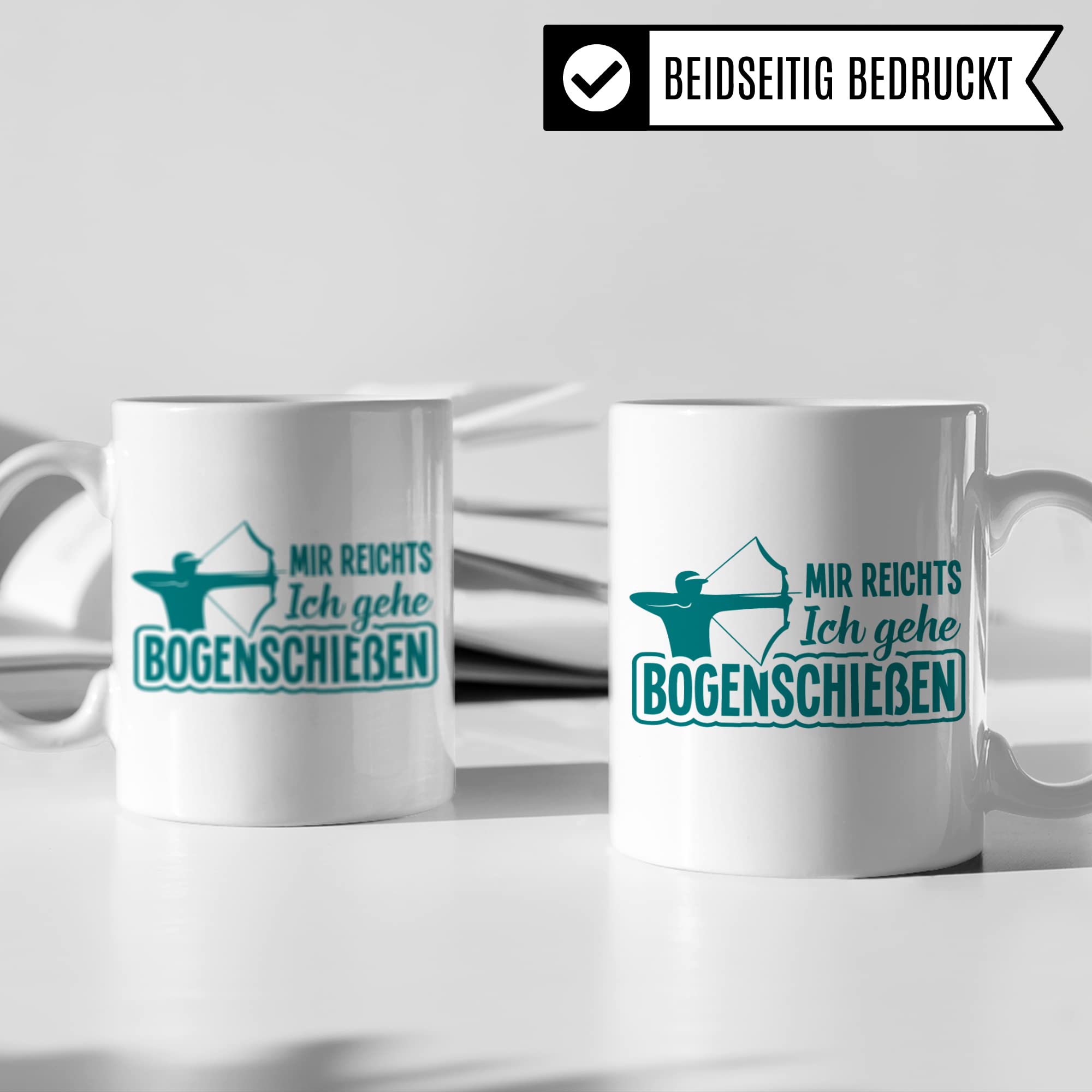 Bogenschießen Tasse, Bogensport Geschenk lustig, Tasse mit Bogen Motiv, Pfeil und Bogen Geschenkidee, Pfeilbogen Kaffeebecher Teetasse, Sportschütze Geburtstagsgeschenk