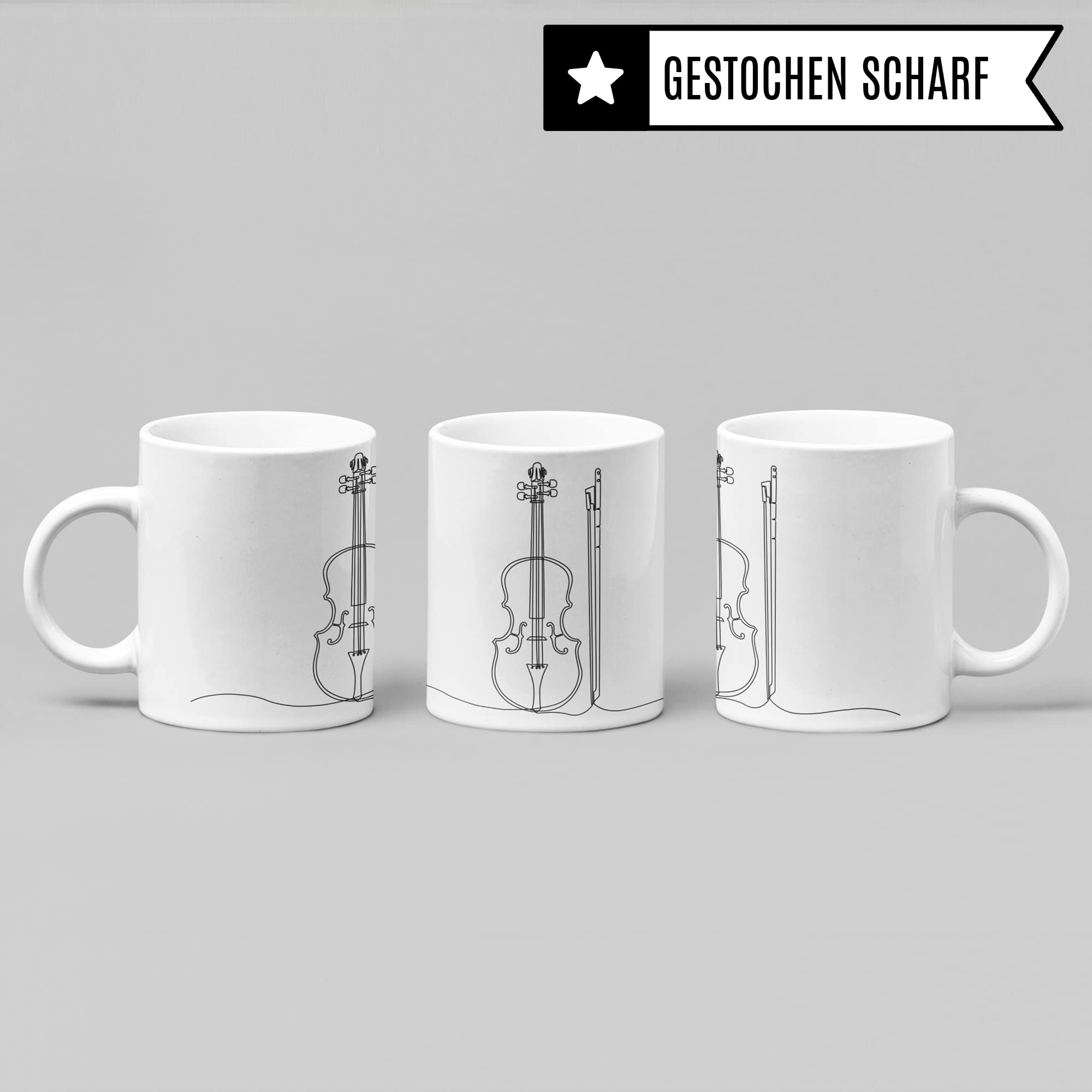 Geige Tasse - Violine Musik Geschenk für Geiger - Kaffeetasse Musiker Geigenspieler - Instrument Geschenkideen Geige Violinist Zeichnung Design Kaffee-Becher