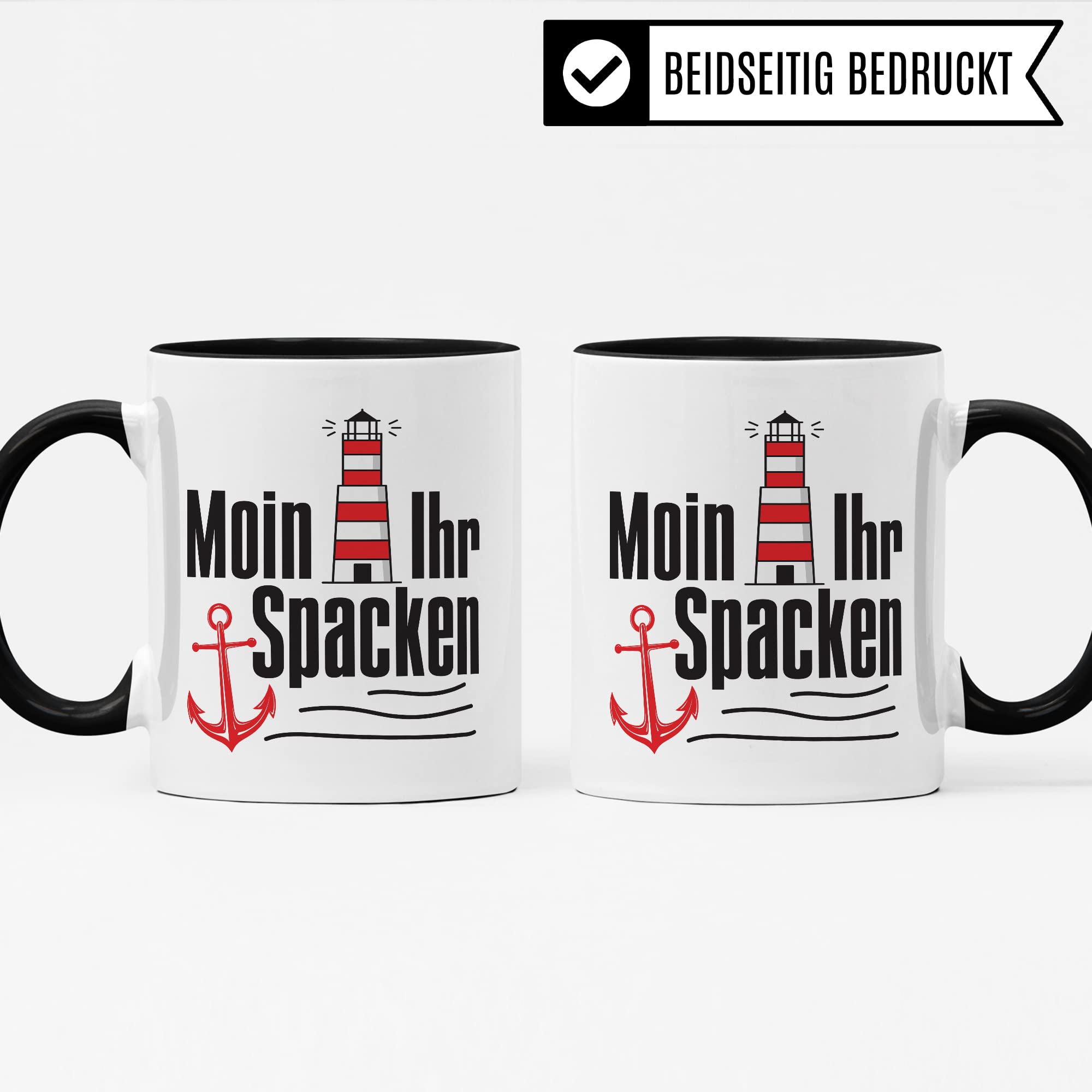 Moin ihr Spacken Tasse Kaffee-Tasse Geschenkidee für Norddeutsche Norddeutschland Meer Nordsee Ostsee Kaffeebecher