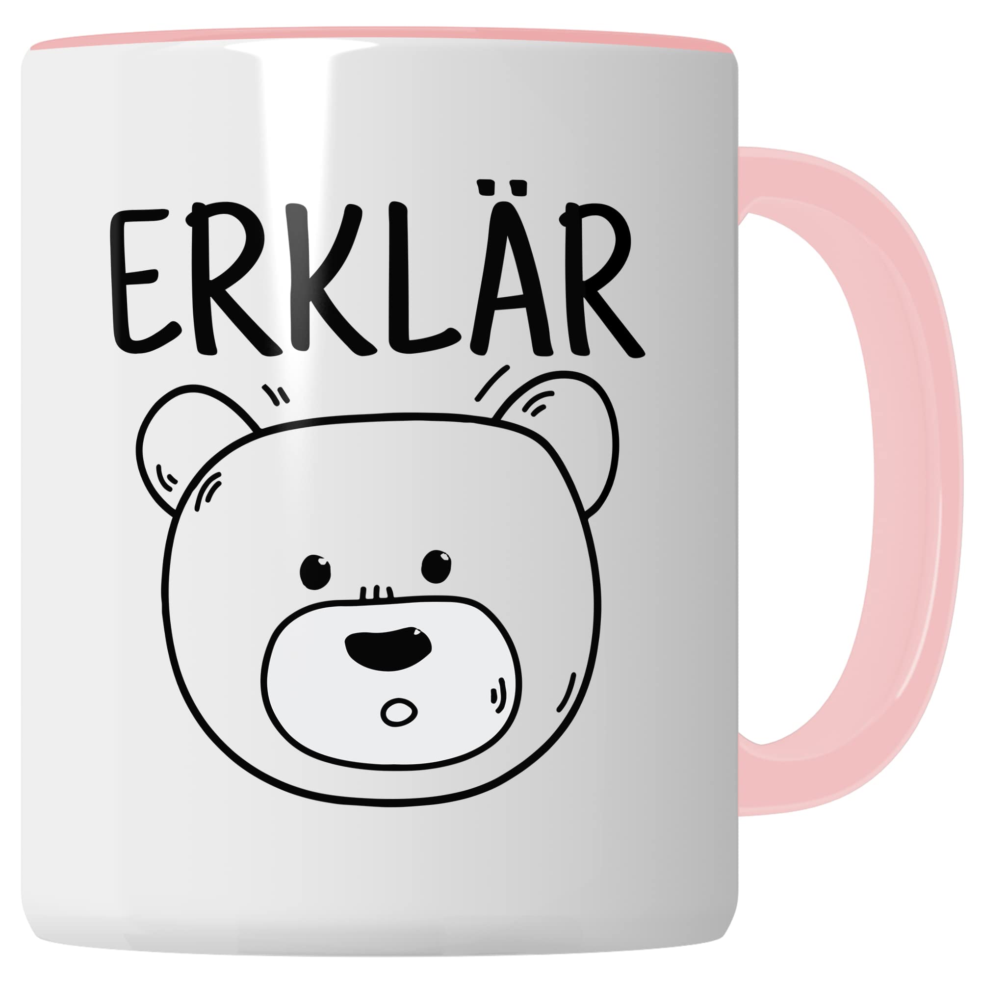 Tasse Erklärbär Geschenk Tasse mit Wortspiel Geschenkidee Kaffeetasse Tasse mit Spruch lustig Bären-Motiv Kaffee-Becher Teetasse Witztasse Humor Witz Deutschlehrer Germanistik