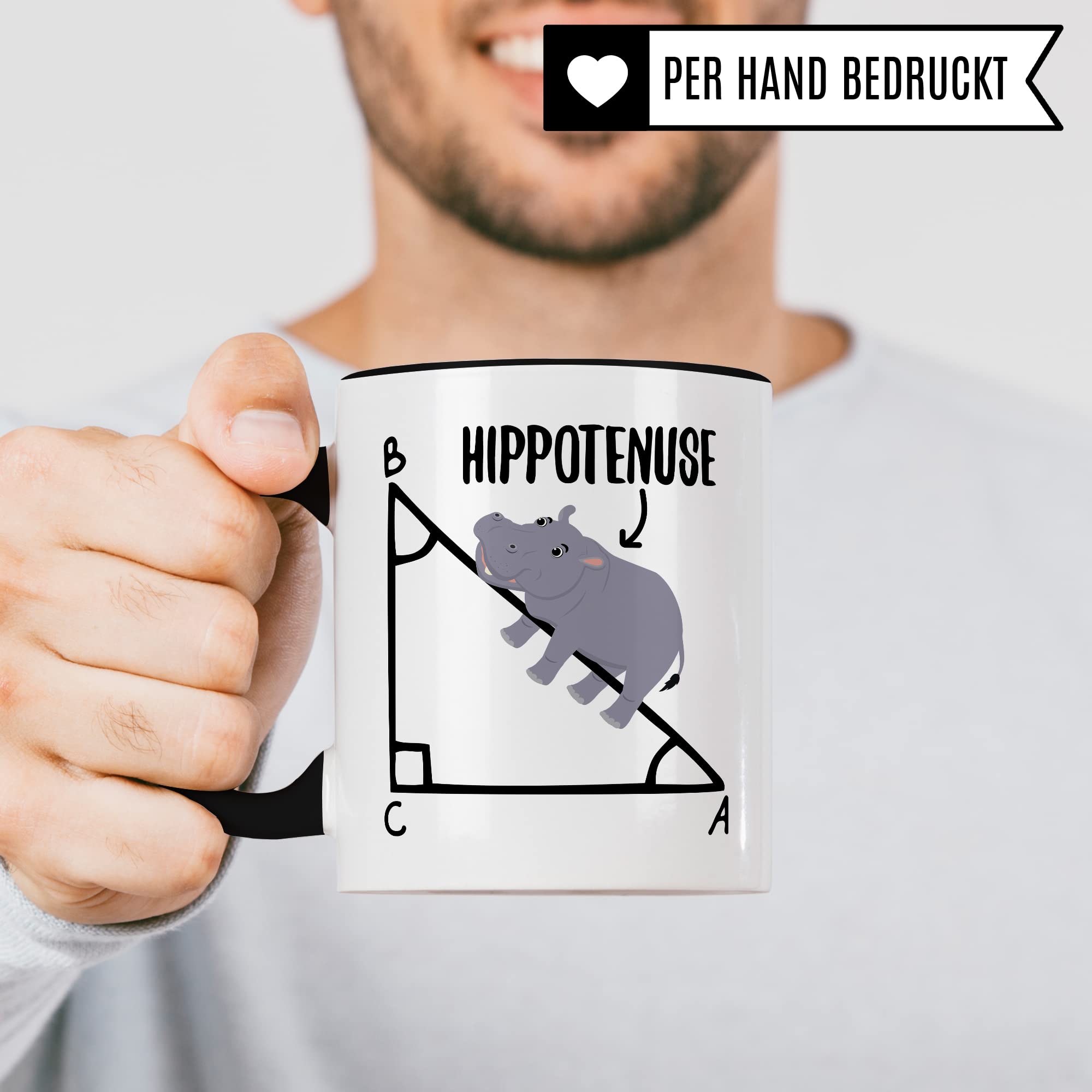 Mathe Tasse Mathematiker Kaffeetasse Hippothenuse lustig Kaffee-Becher Mathe-Lehrer Geschenkidee Sarkasmus Mathematik Mathematikstudent Geschenk Kollegium Lehrerzimmer Pythagoras Nilpferd Flusspferd