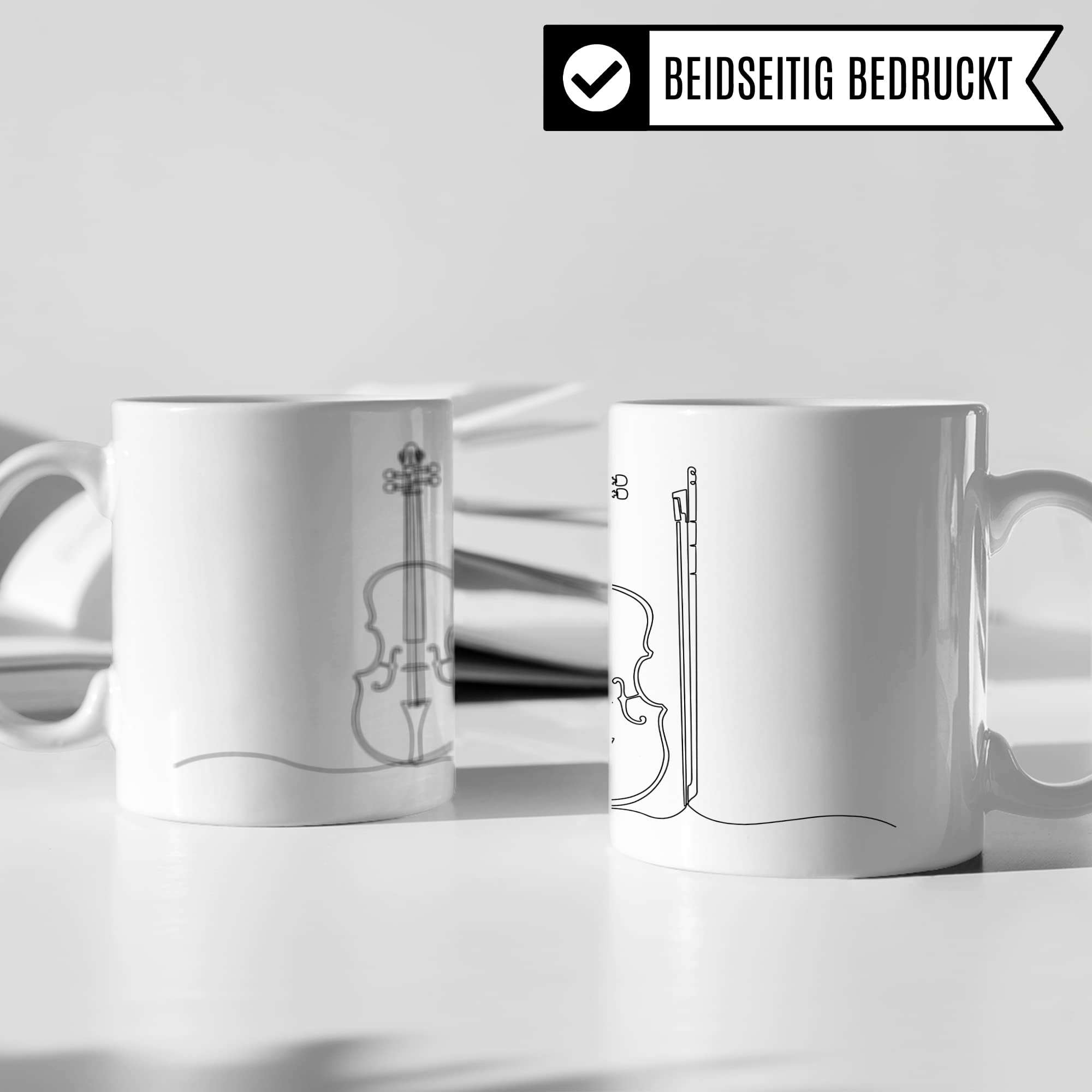 Geige Tasse - Violine Musik Geschenk für Geiger - Kaffeetasse Musiker Geigenspieler - Instrument Geschenkideen Geige Violinist Zeichnung Design Kaffee-Becher