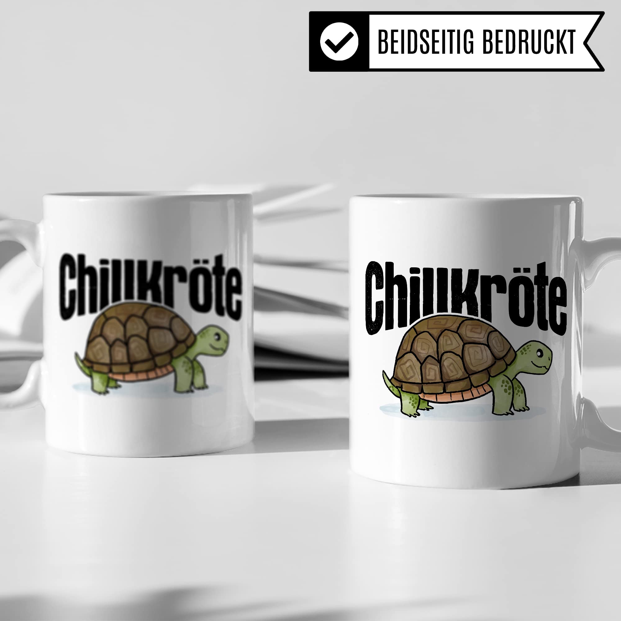 Chillkröte Tasse lustige Kaffeetasse mit Spruch Kaffee-Becher witzig Schildkröte Teetasse Humor Faulpelz Tasse