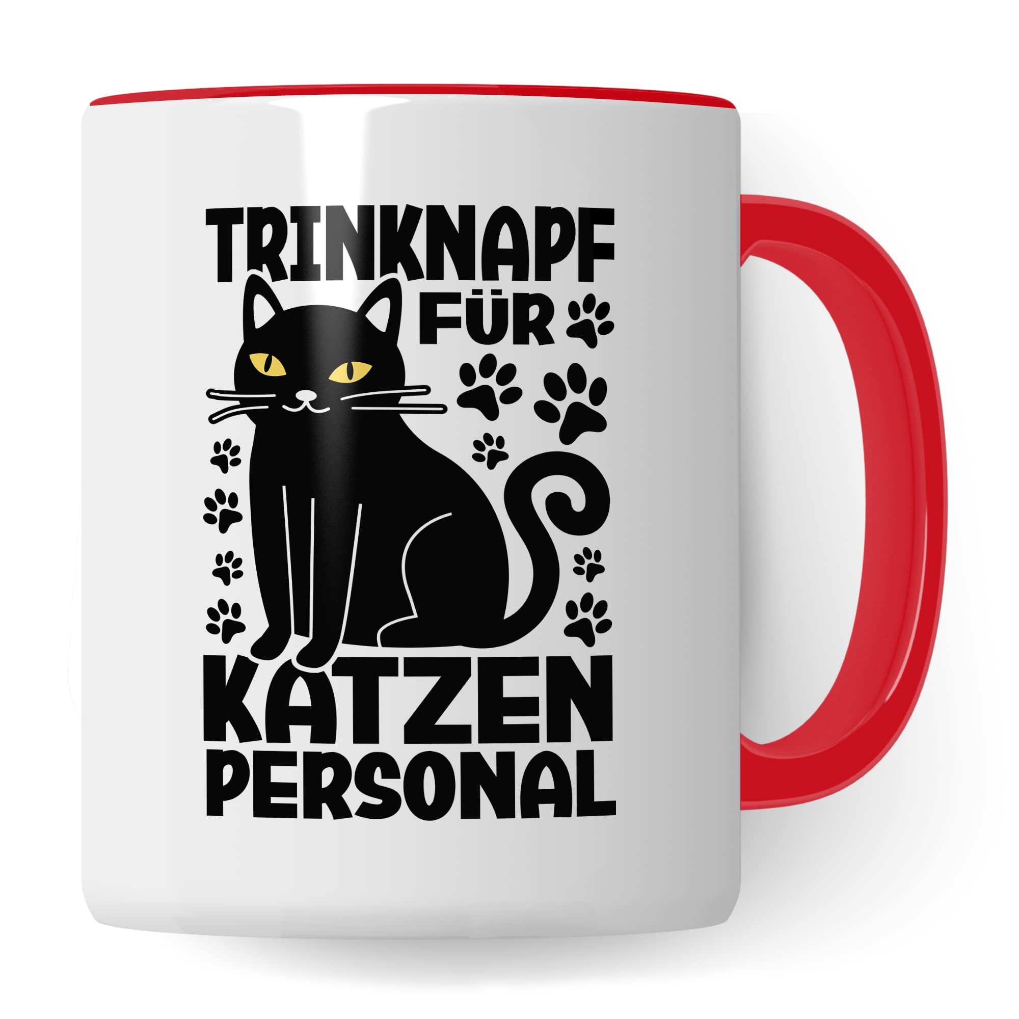 Katzen Tasse Kaffeetasse Humor Kaffee-Becher mit Spruch Katze Witz Katzenmama Trinknapf für Katzenpersonal Trinknapf Geschenk Geschenkidee für Katzenliebhaber Katzentasse Tasse fürs Büro