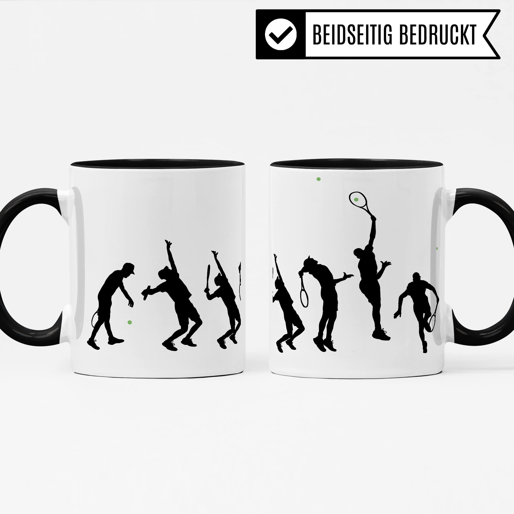 Tasse Tennis-Evolution, Geschenk Tennisspieler Tennis-Spielerin Bild, Geschenkidee Tennisprofi Tennisliebhaber Spielpartner Kollegen, Kaffeetasse Kaffebecher