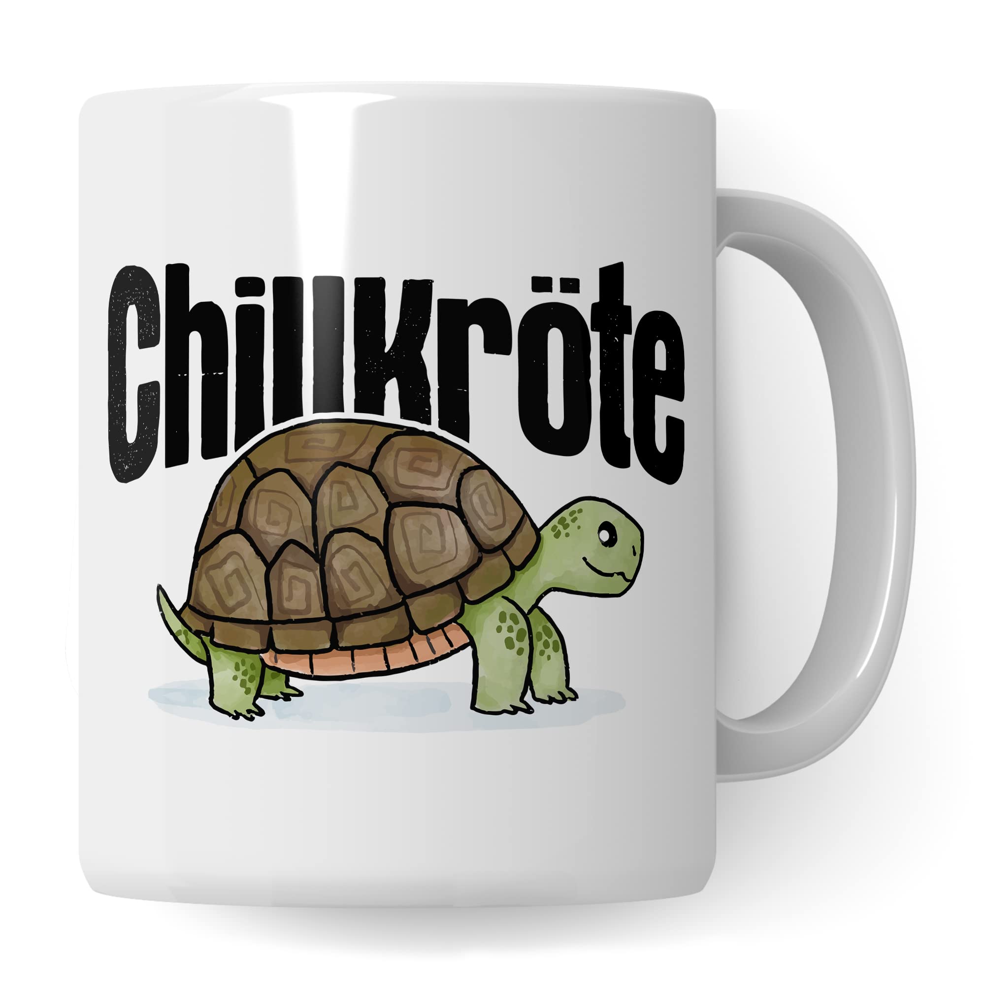 Chillkröte Tasse lustige Kaffeetasse mit Spruch Kaffee-Becher witzig Schildkröte Teetasse Humor Faulpelz Tasse