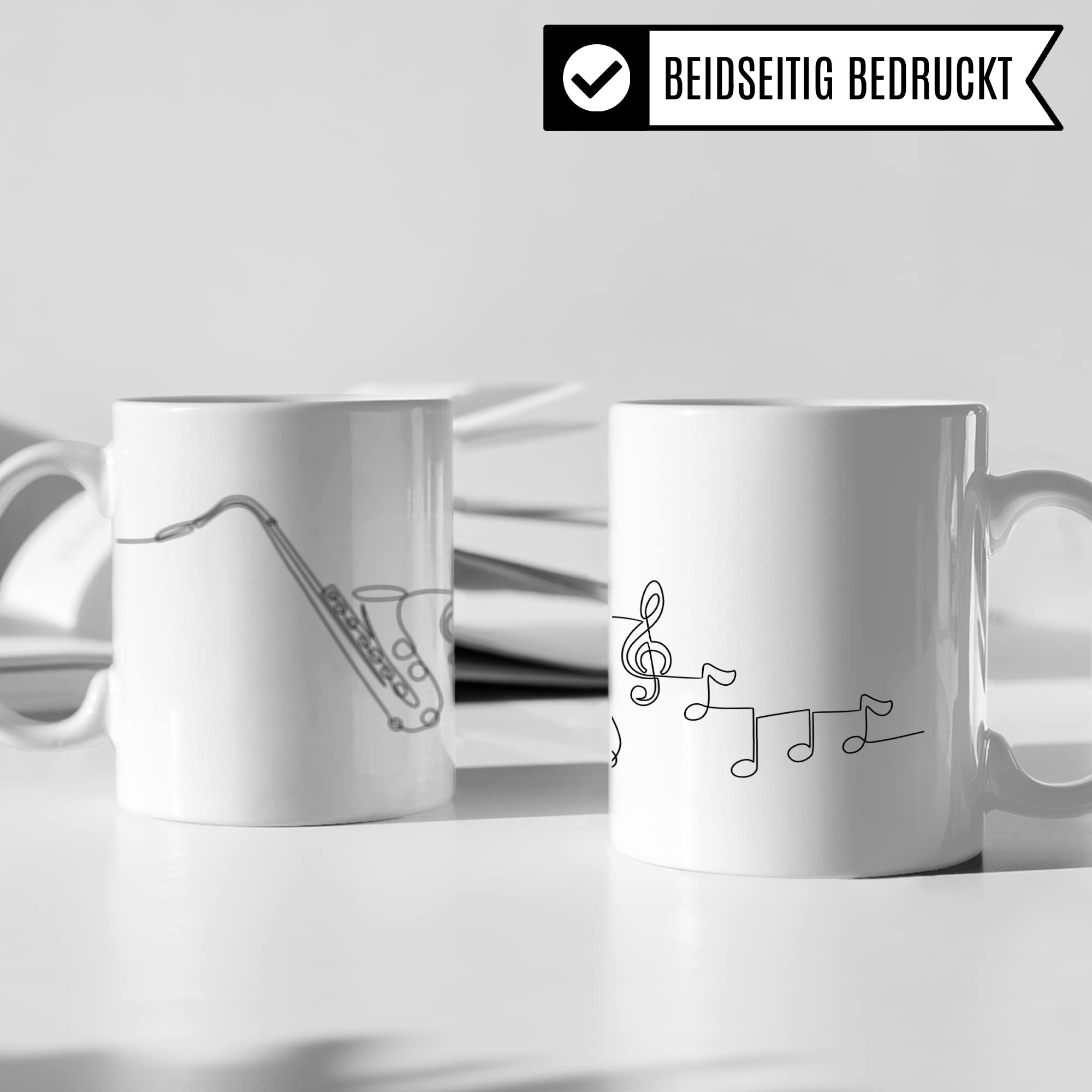 Saxophon Tasse - Musik Geschenk für Saxophonist Saxophonistin - Kaffeetasse Musiker Saxofon Saxophonspieler - Instrument Geschenkideen Saxophonisten Zeichnung Design Kaffee-Becher