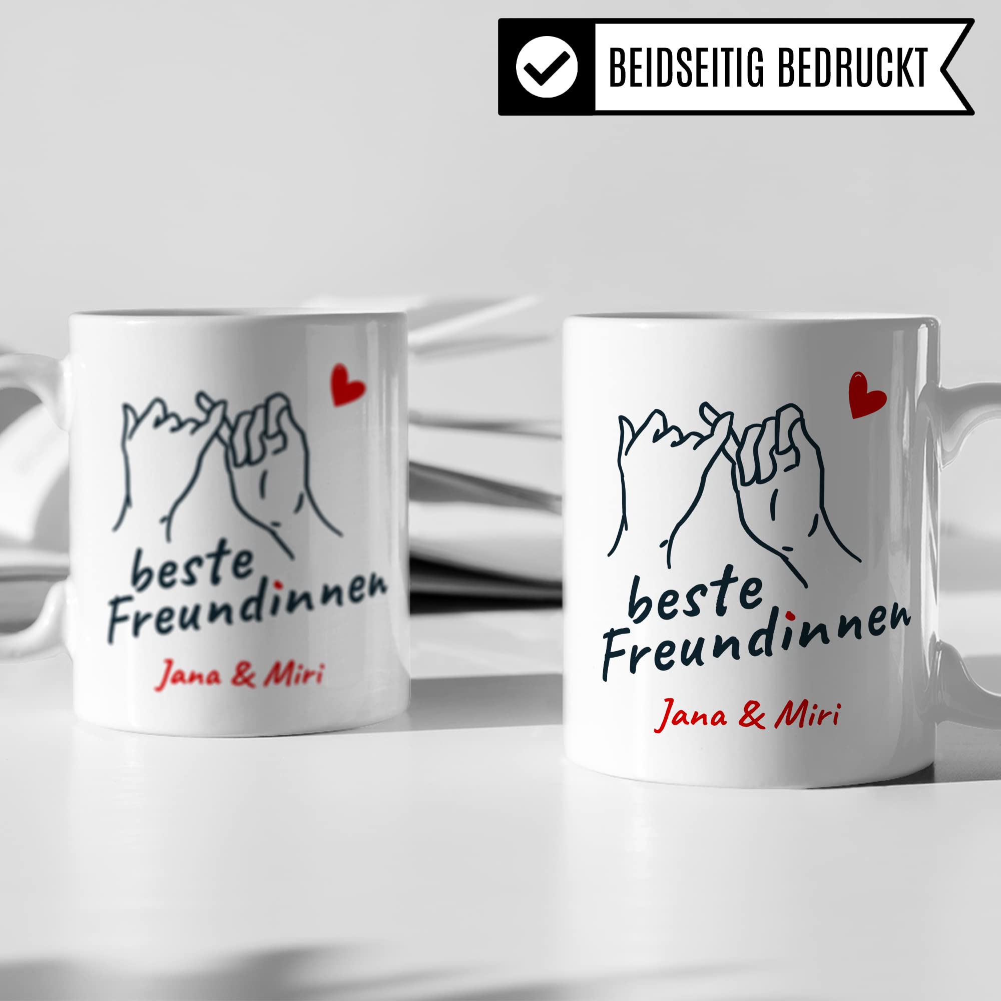 Beste Freundinnen Tasse personalisierbar Custom Freundin Kaffeetasse BFF Kaffee-Becher Frauen Geschenk-Idee Freundschaft persönlich