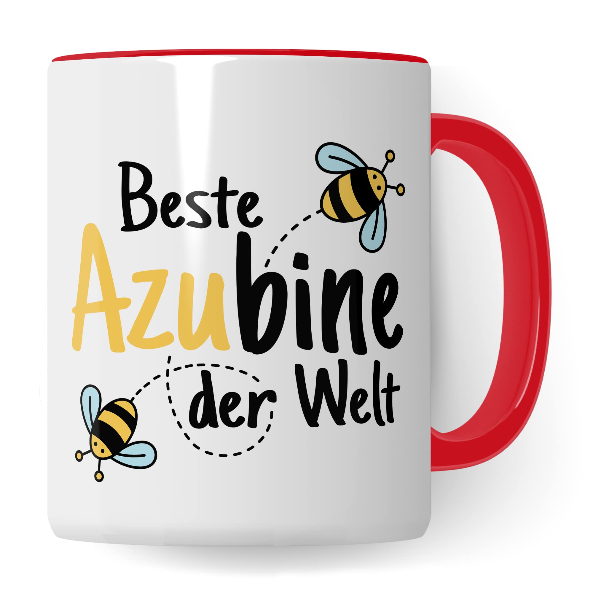 Tasse Azubine Kaffeetassen Azubi Ausbildung Kaffee-Becher Lehrling Ausbildung Beste Azubine der Welt Spruch Becher Geschenkidee Azubine-Geschenk Auszubildende Auszubildender Biene