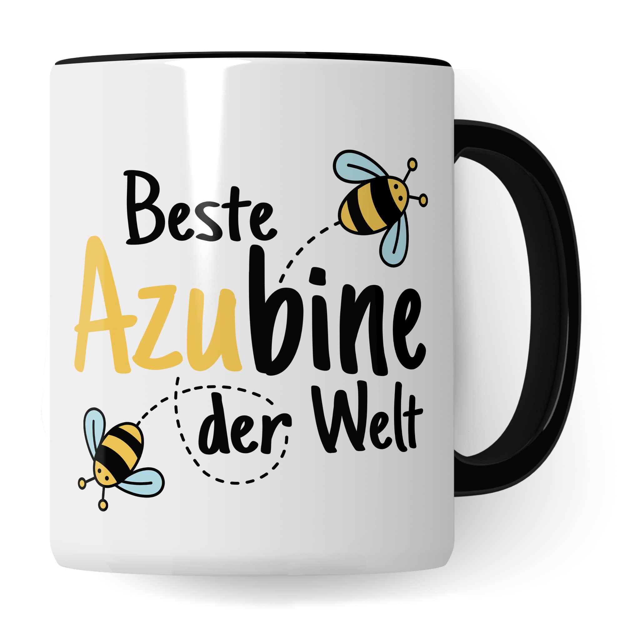 Tasse Azubine Kaffeetassen Azubi Ausbildung Kaffee-Becher Lehrling Ausbildung Beste Azubine der Welt Spruch Becher Geschenkidee Azubine-Geschenk Auszubildende Auszubildender Biene