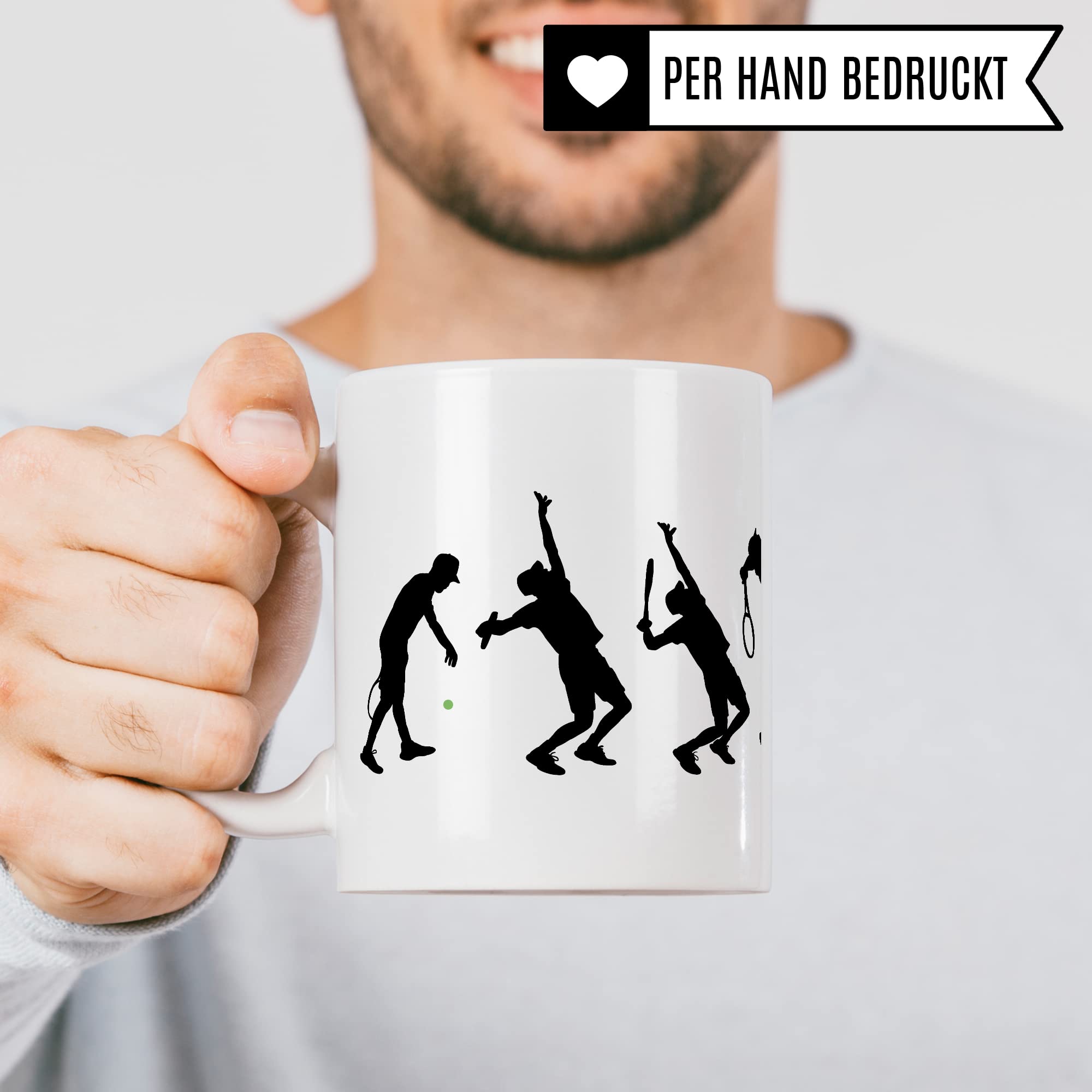 Tasse Tennis-Evolution, Geschenk Tennisspieler Tennis-Spielerin Bild, Geschenkidee Tennisprofi Tennisliebhaber Spielpartner Kollegen, Kaffeetasse Kaffebecher