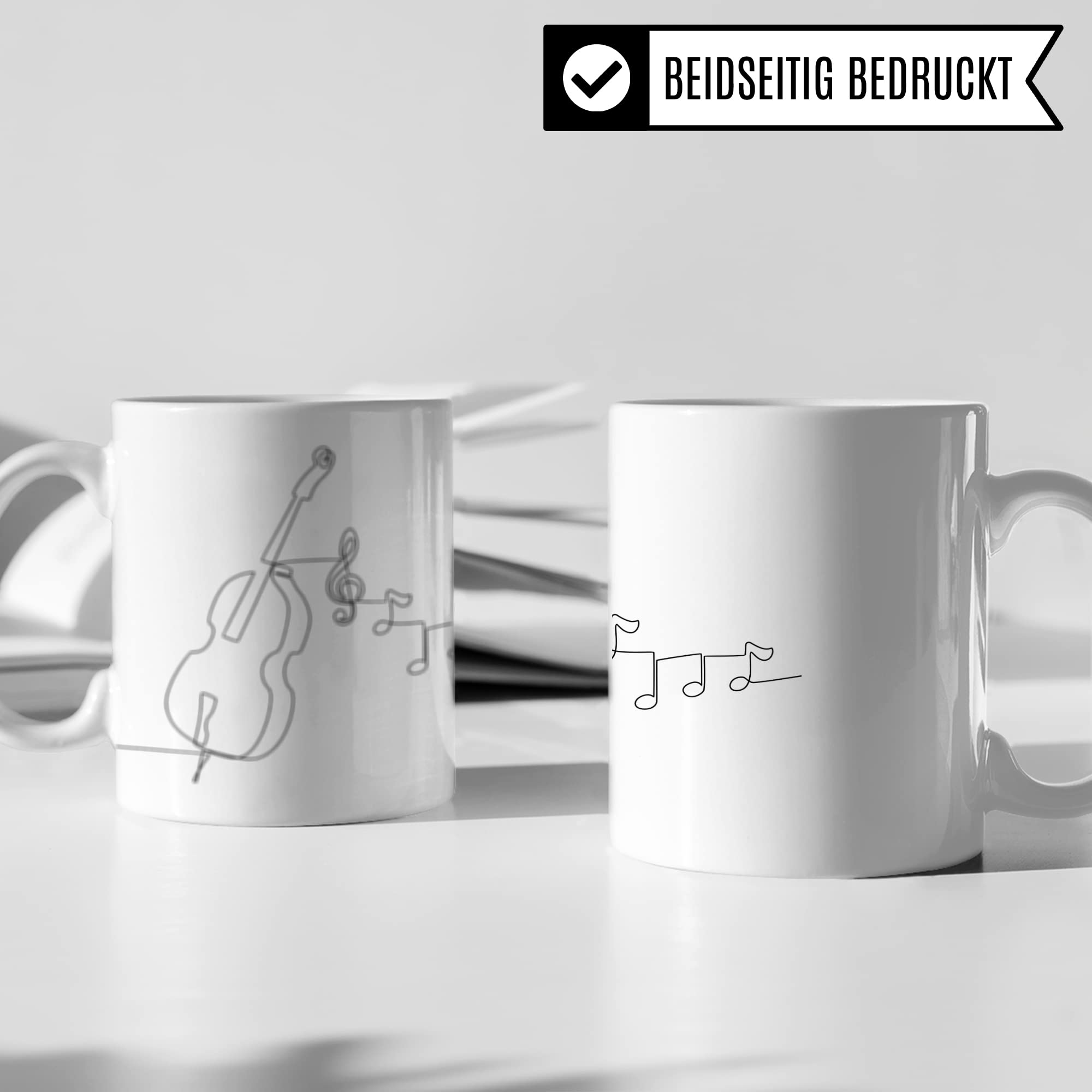 Kontrabass Tasse - Musik Geschenk für Kontrabassist - Kaffeetasse Basss Bassist Musiker Kontrabassspieler - Instrument Geschenkideen Kontrabassisten Zeichnung Design Kaffee-Becher