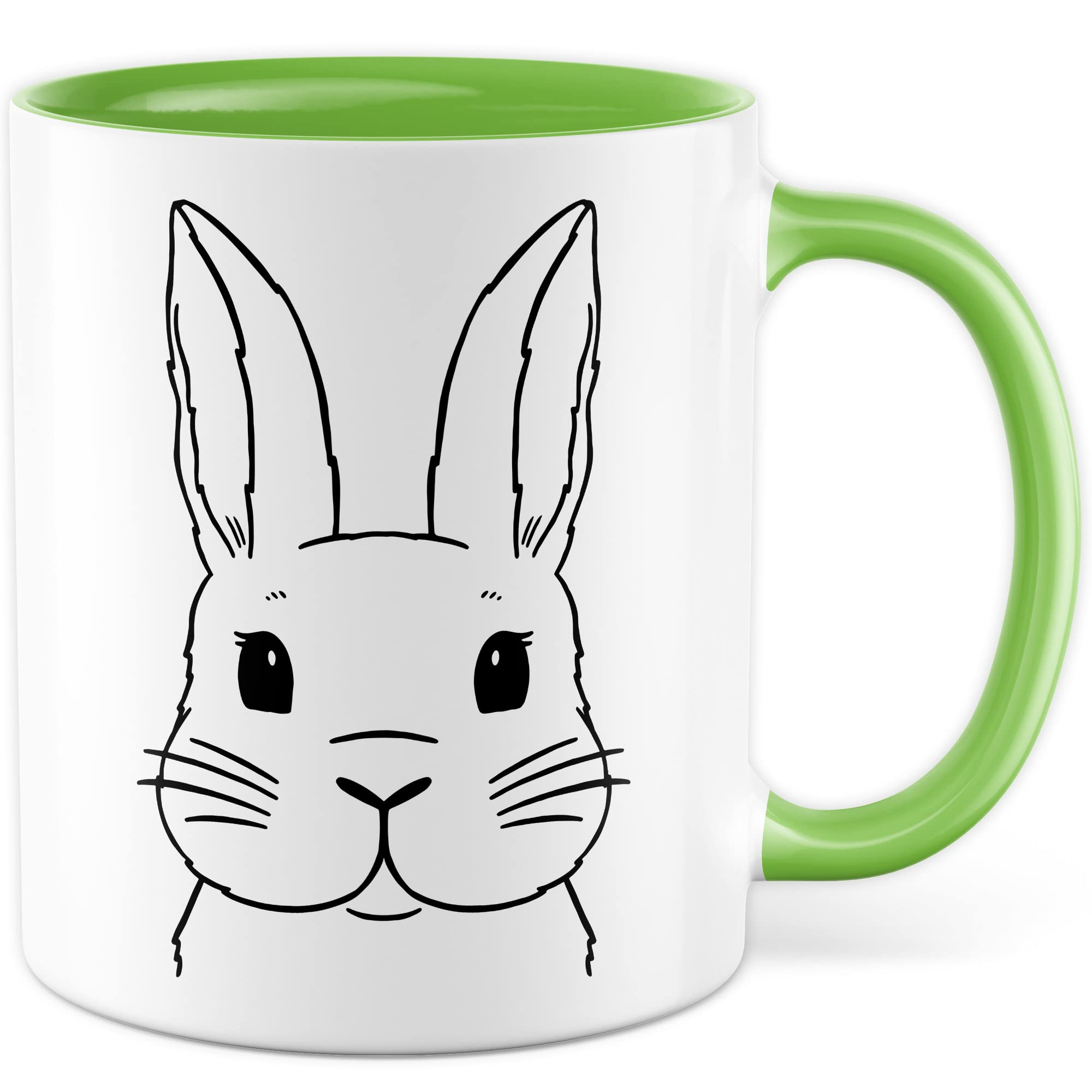 Kaninchen Tasse Hasen Bild süße Kaffeetasse mit Tier Motiv Karnickel Kaffee-Becher Häschen Humor Geschenk Spruch Teetasse Haustier Hase Langohr Halter cute Kaninchen Zeichnung