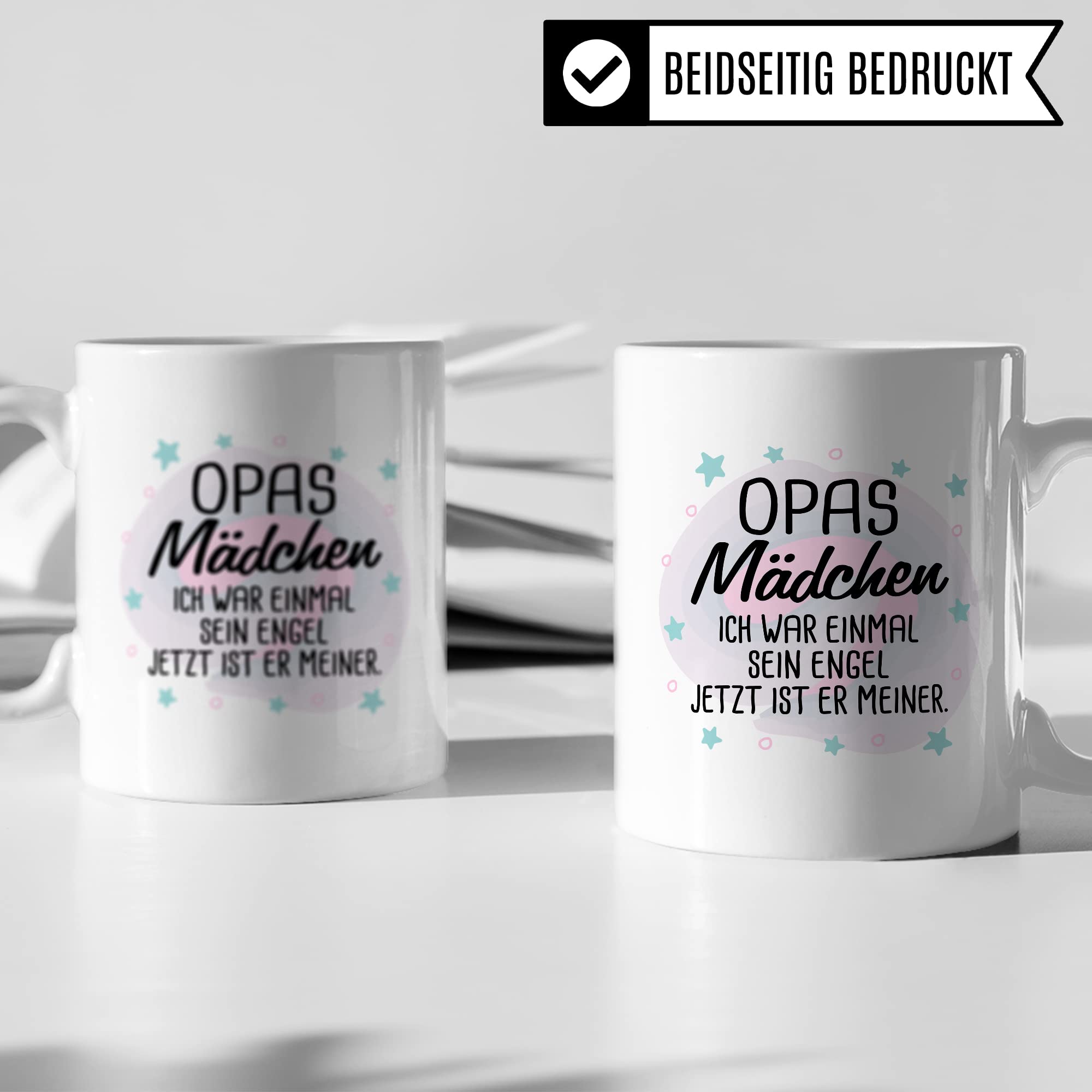 Tasse Opas Mädchen Geschenk, Opas Mädchen - Ich war einmal sein Engel - Jetzt ist er meiner Geschenkidee Enkelin Tod Großvater Trauer Kaffeetasse mit Spruch Kaffee-Becher