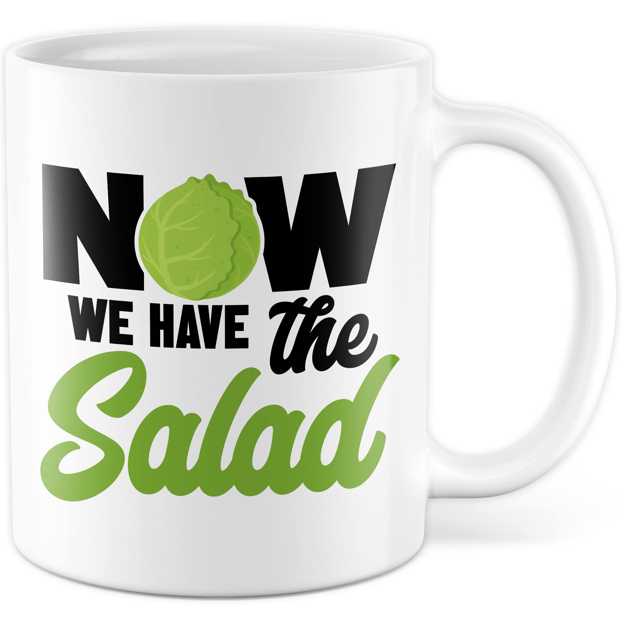 Witz Tasse mit Spruch Denglisch Kaffeetasse Humor Now we have the salad Witz Kaffee-Becher Englisch-Lehrer Geschenk lustig Jetzt haben wir den Salat Sprichwort Geschenkidee Wortspiel