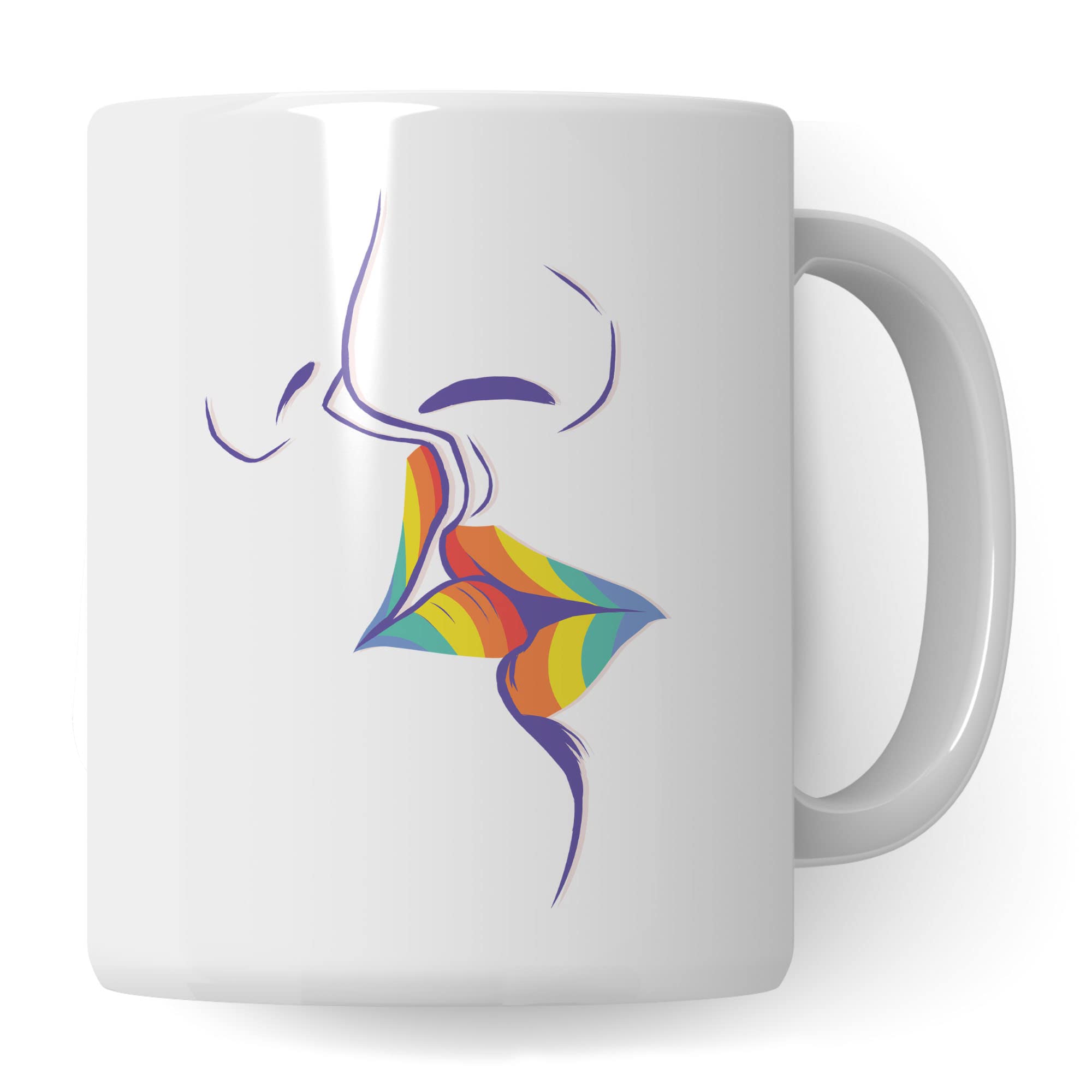 LGBT Tasse Kuss | Gay Pride Geschenke Schwul Lesbisch LGBTQ CSD Motiv | Kaffee-Becher Equality Queer Love is Love | Rainbow Kiss Kaffeetasse